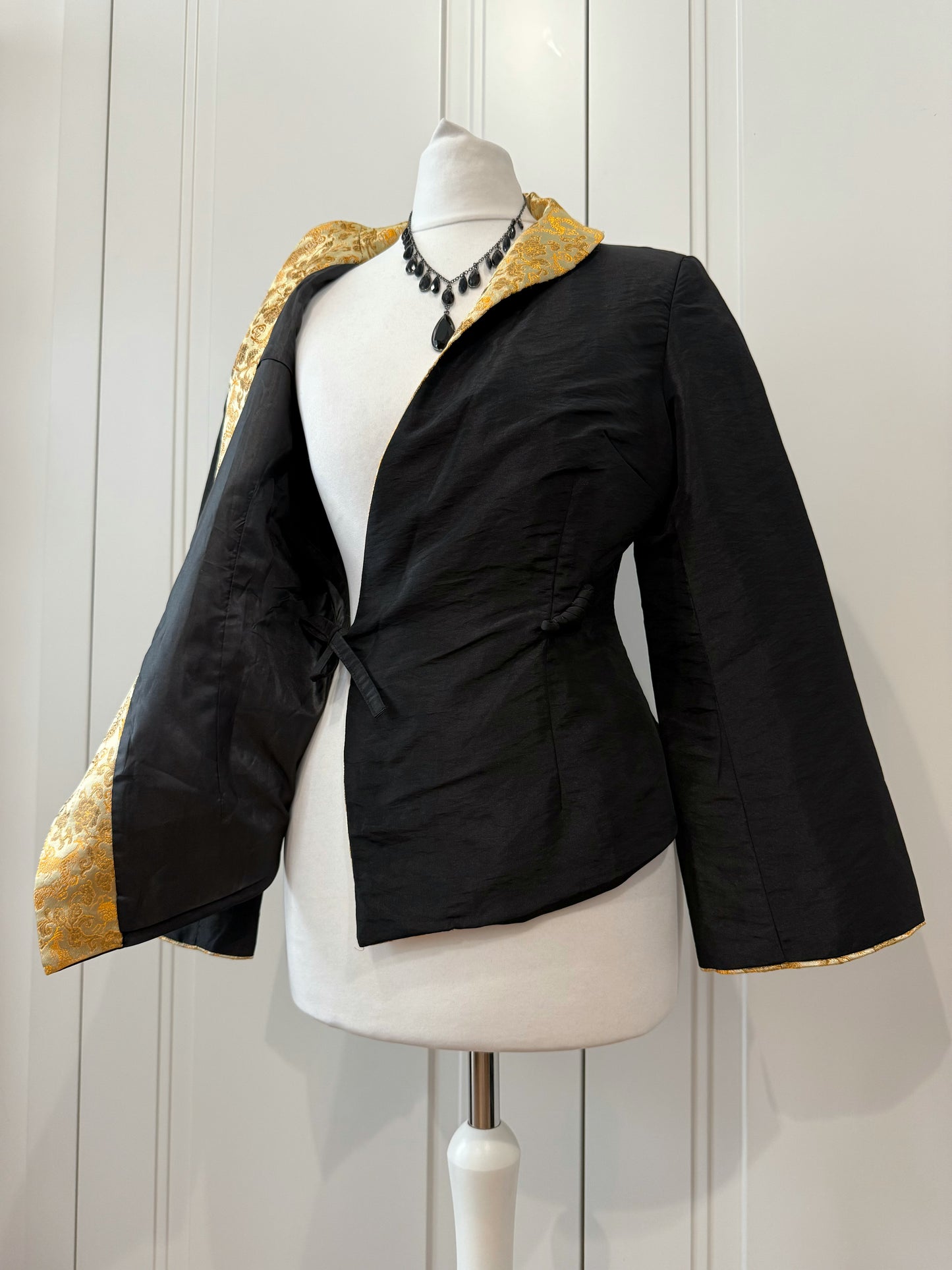 Black & Gold Oriental Wrap Jacket