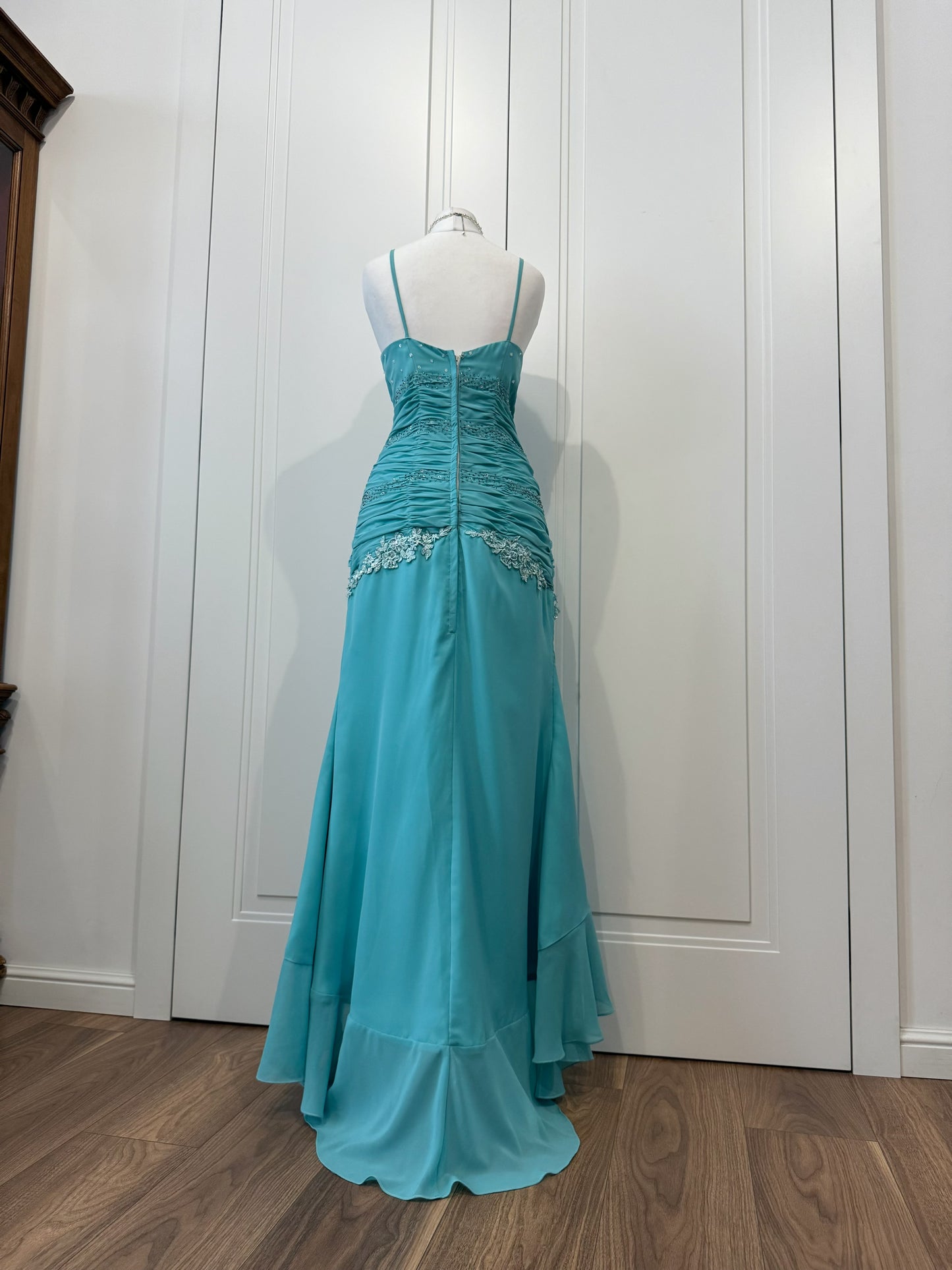 Turquoise Long Ruffle Mermaid Dress