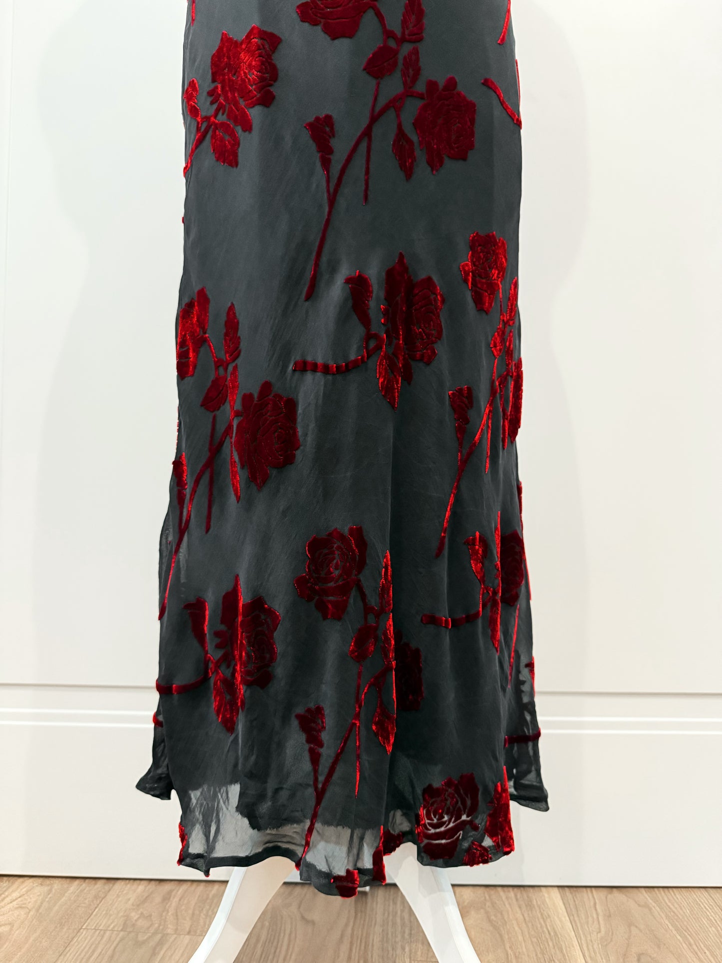 Black & Red Velvet Rose Dress