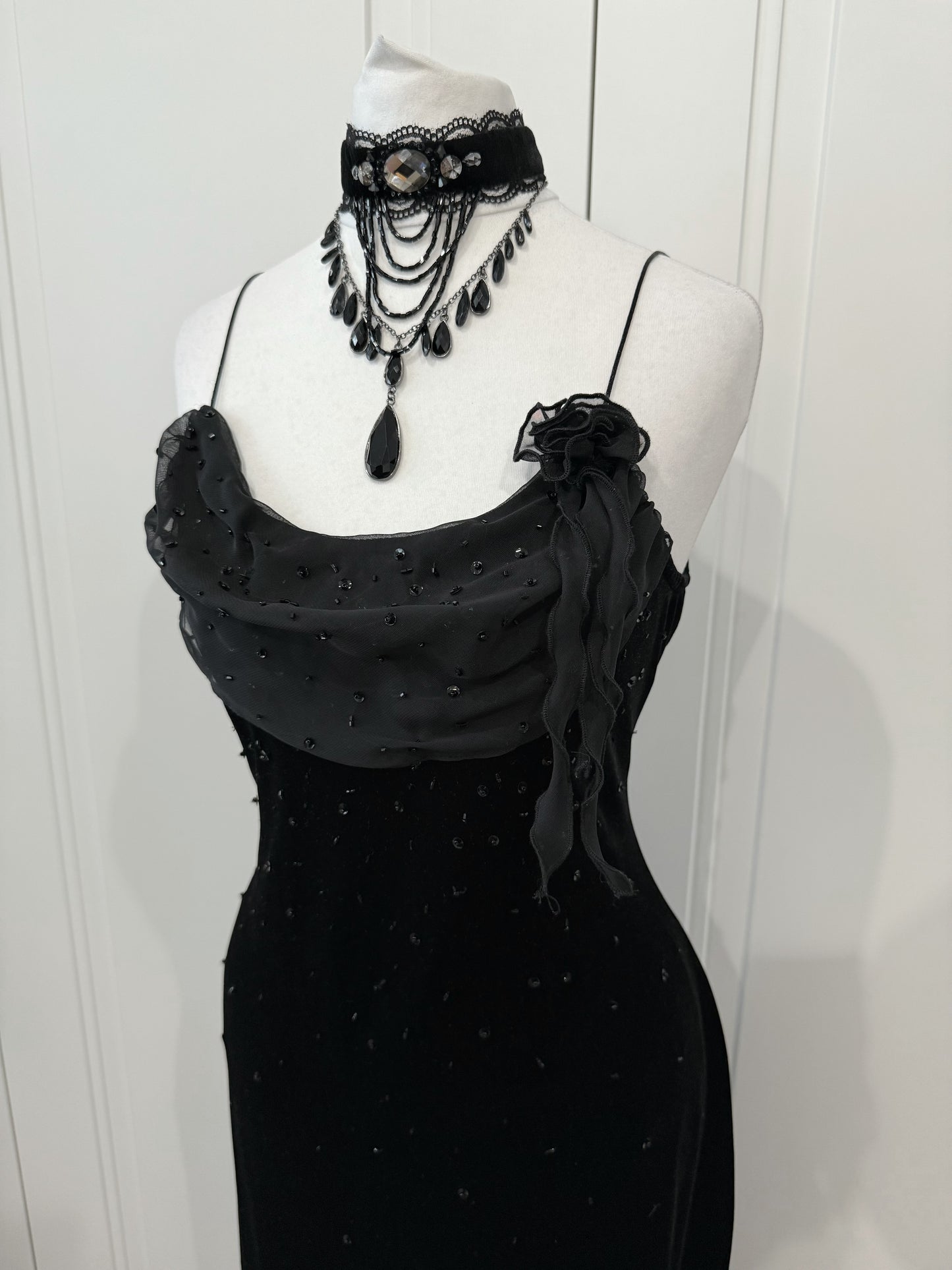 Black Velvet Asymmetric Dress