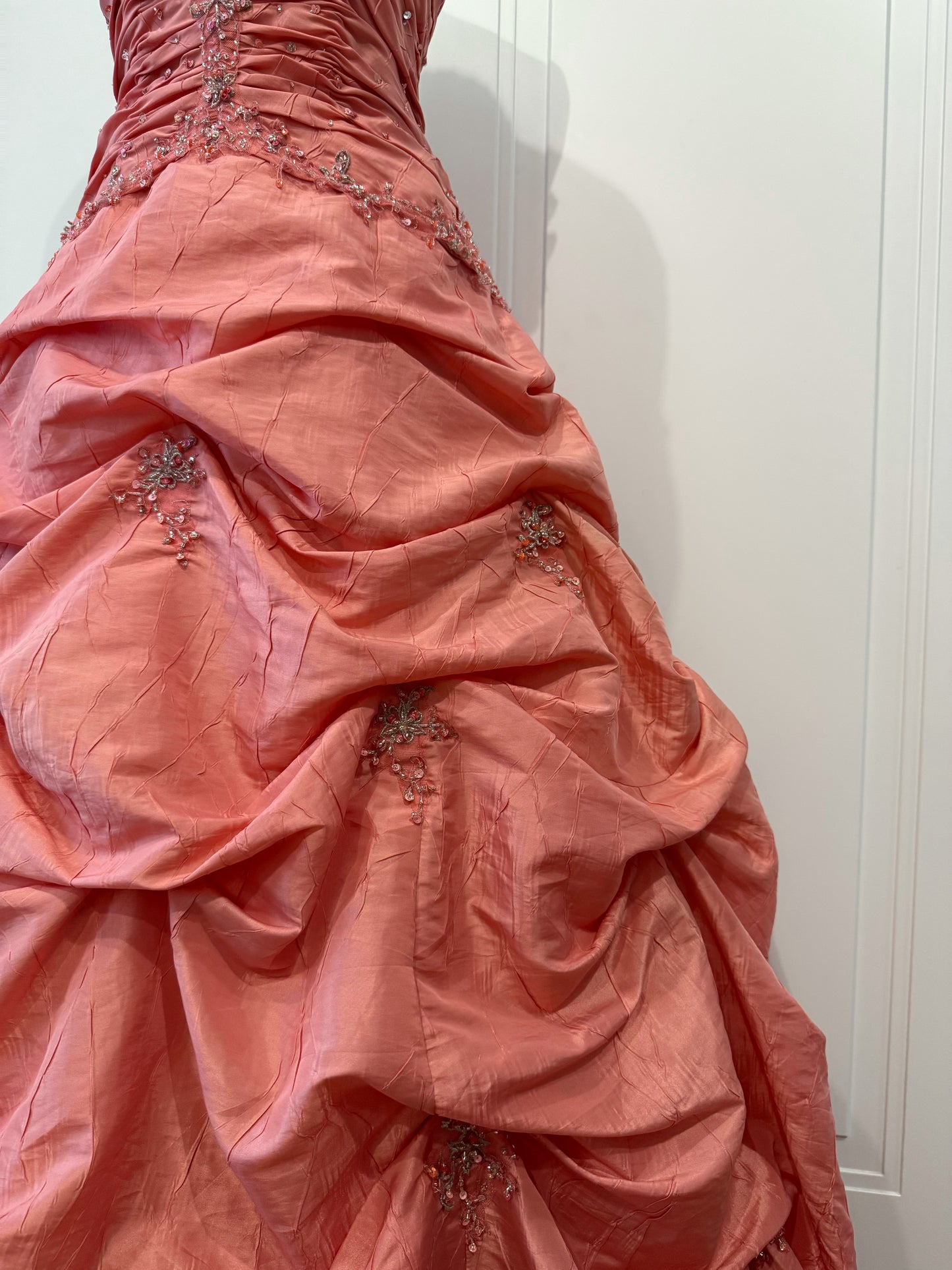 Coral Pink Embellished Ball Dress