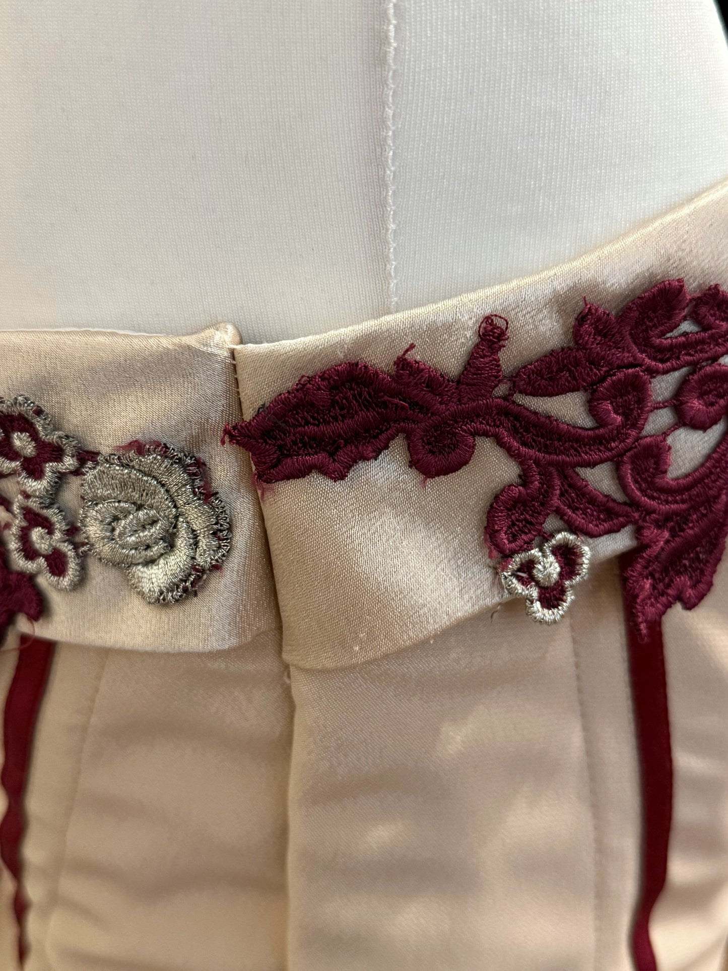 Burgundy & Ivory Long Dress Set