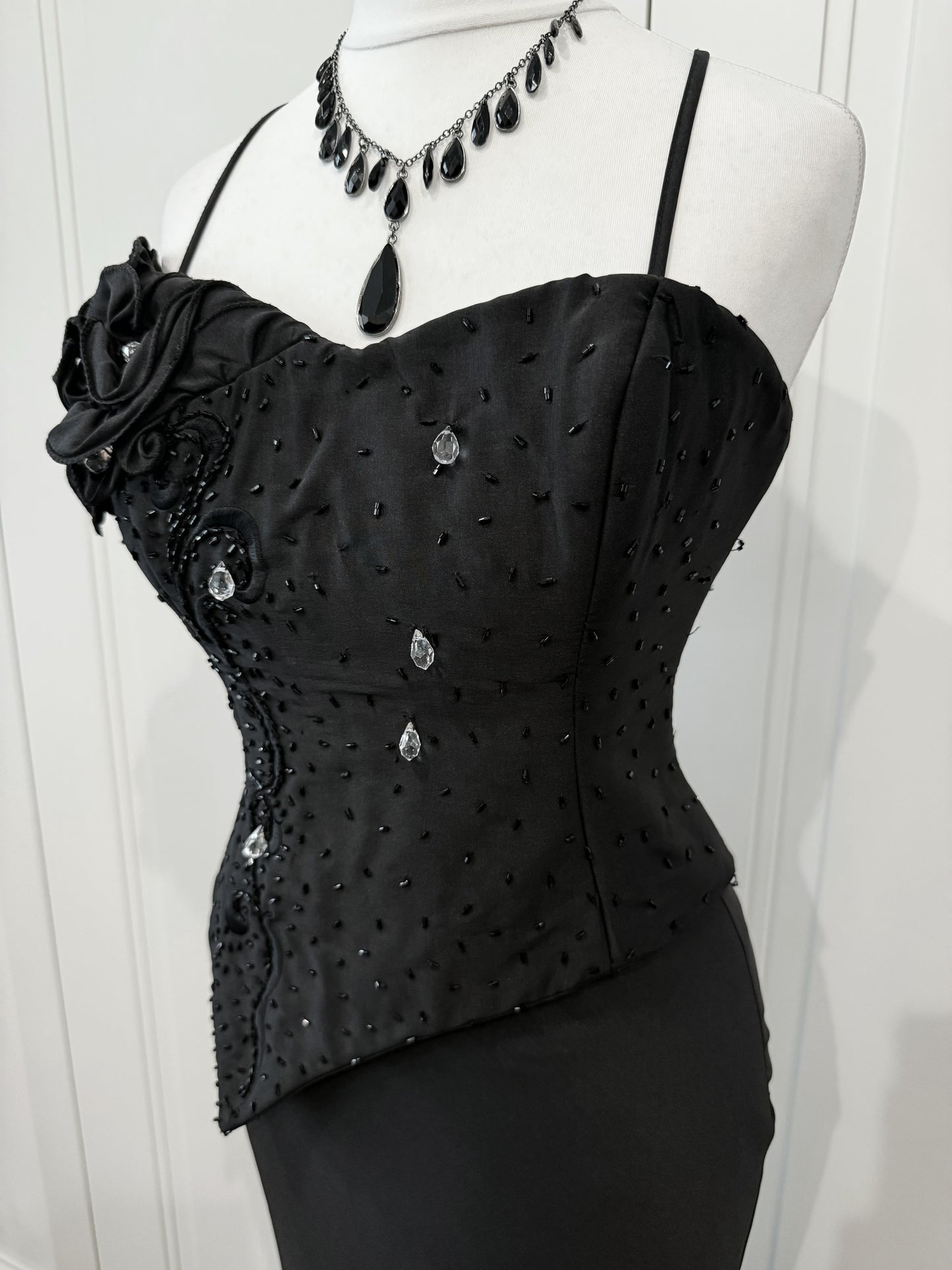 Black Old Hollywood Floral Dress Set