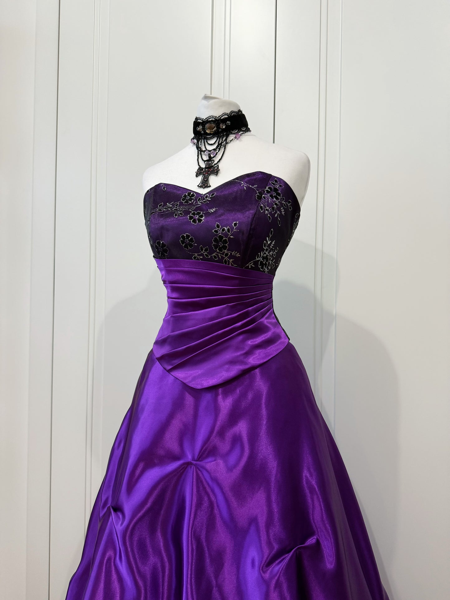 Purple&black long fluffy dress