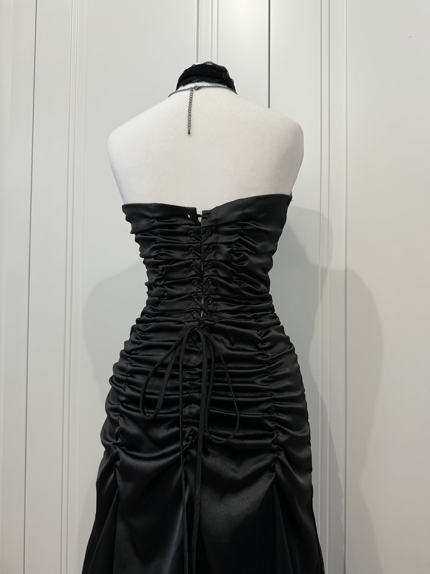 Black Satin Mermaid Maxi Dress