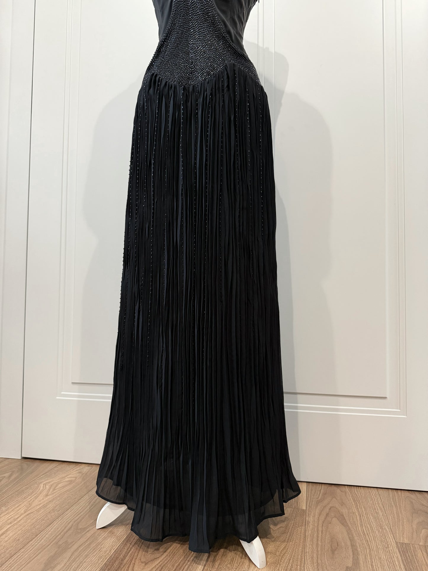 Midnight Black Beaded Maxi Dress