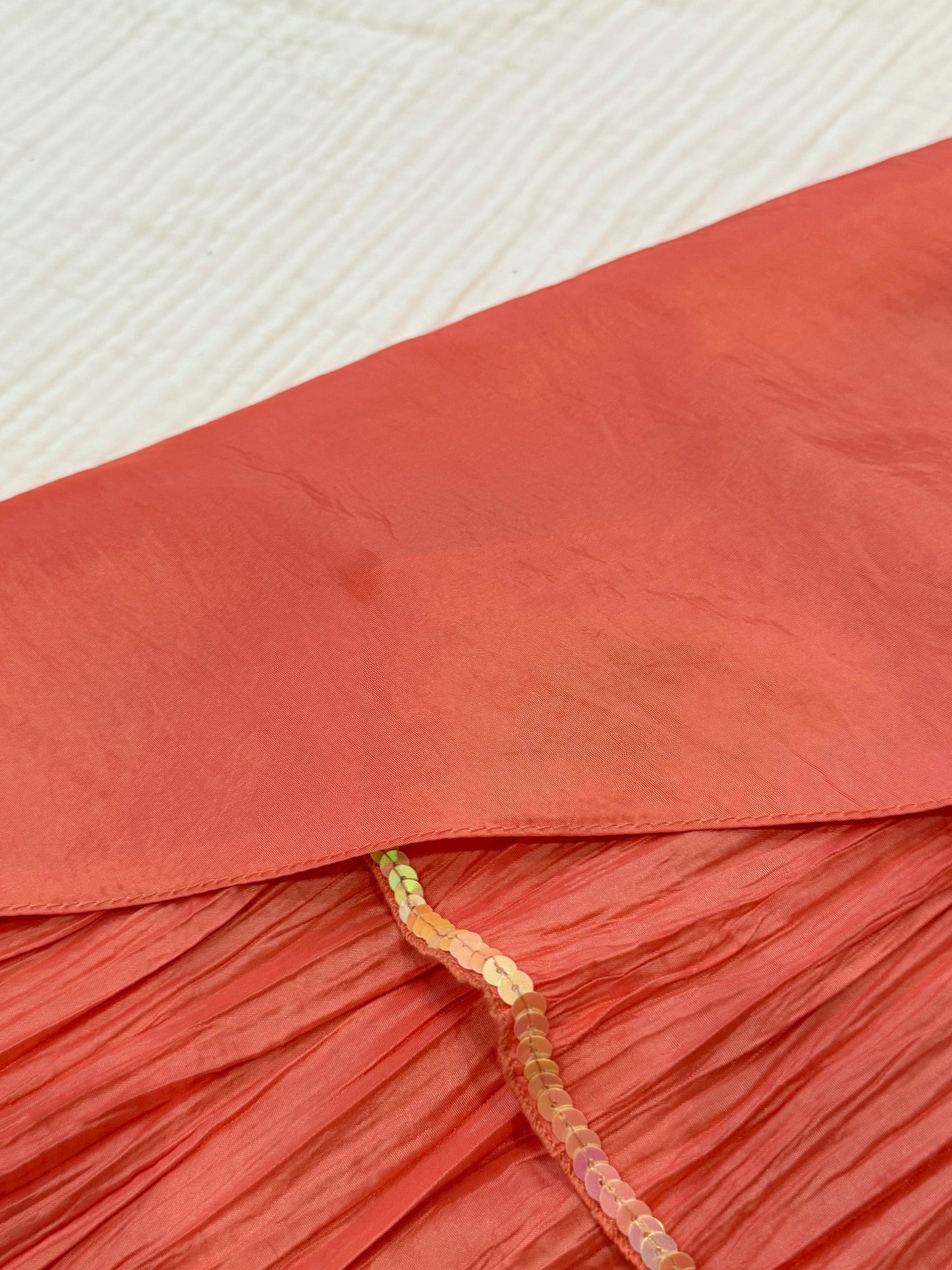 Coral long fluffy dress