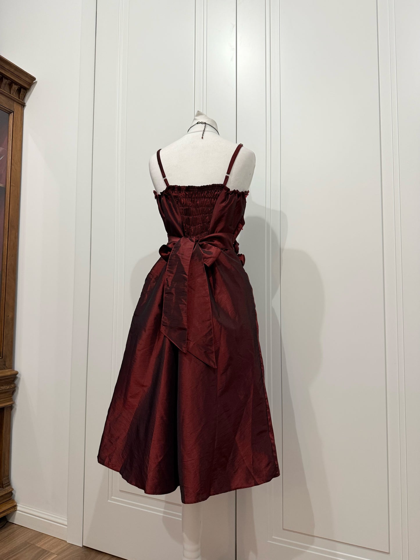 Vintage Burgundy Embellished Dress