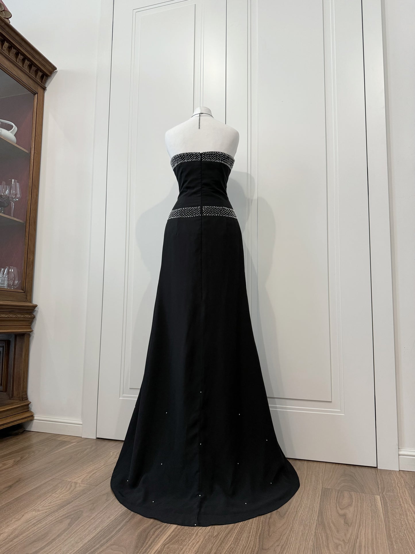 Black Rhinestone Evening Dress