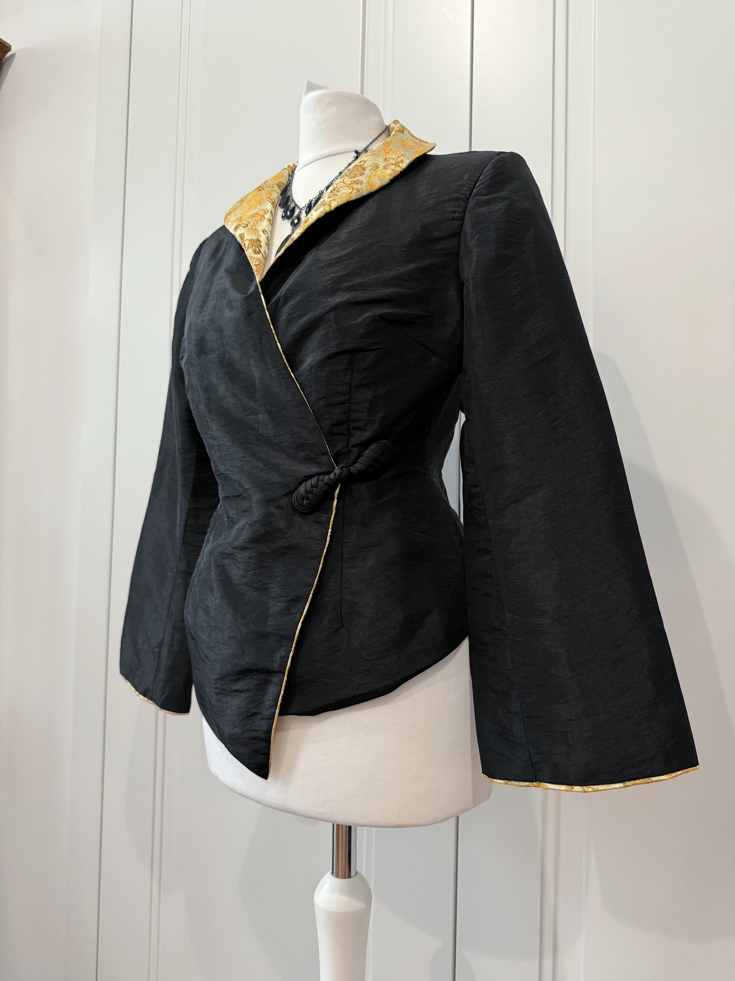 Black & Gold Oriental Wrap Jacket