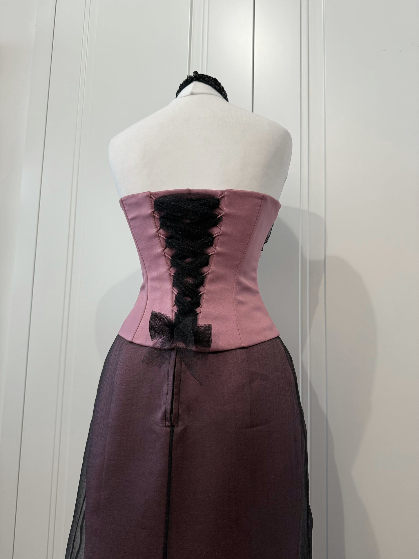 Pink & Black Halter Maxi Dress Set