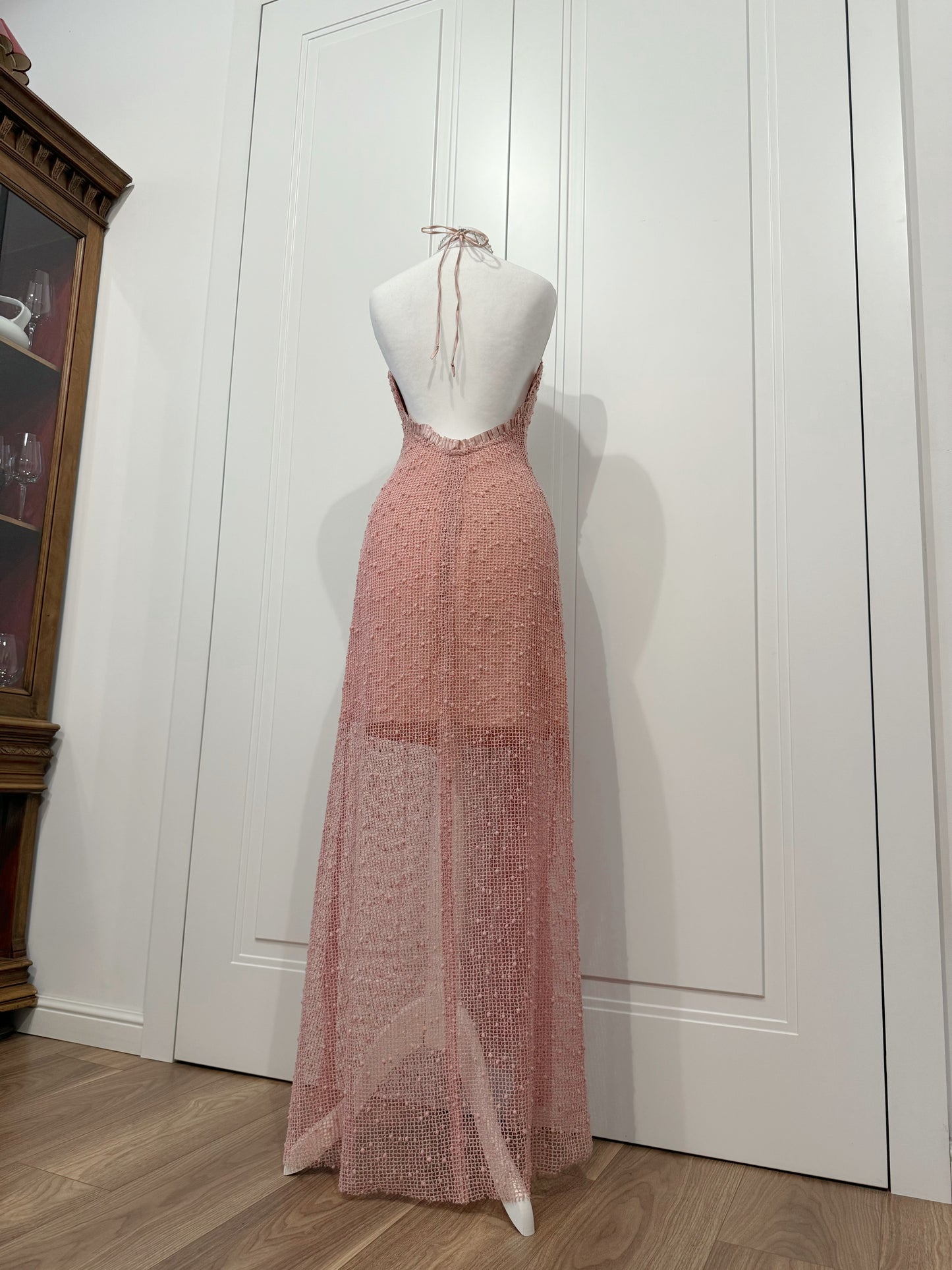 Blush Pink Rosette Mesh Dress