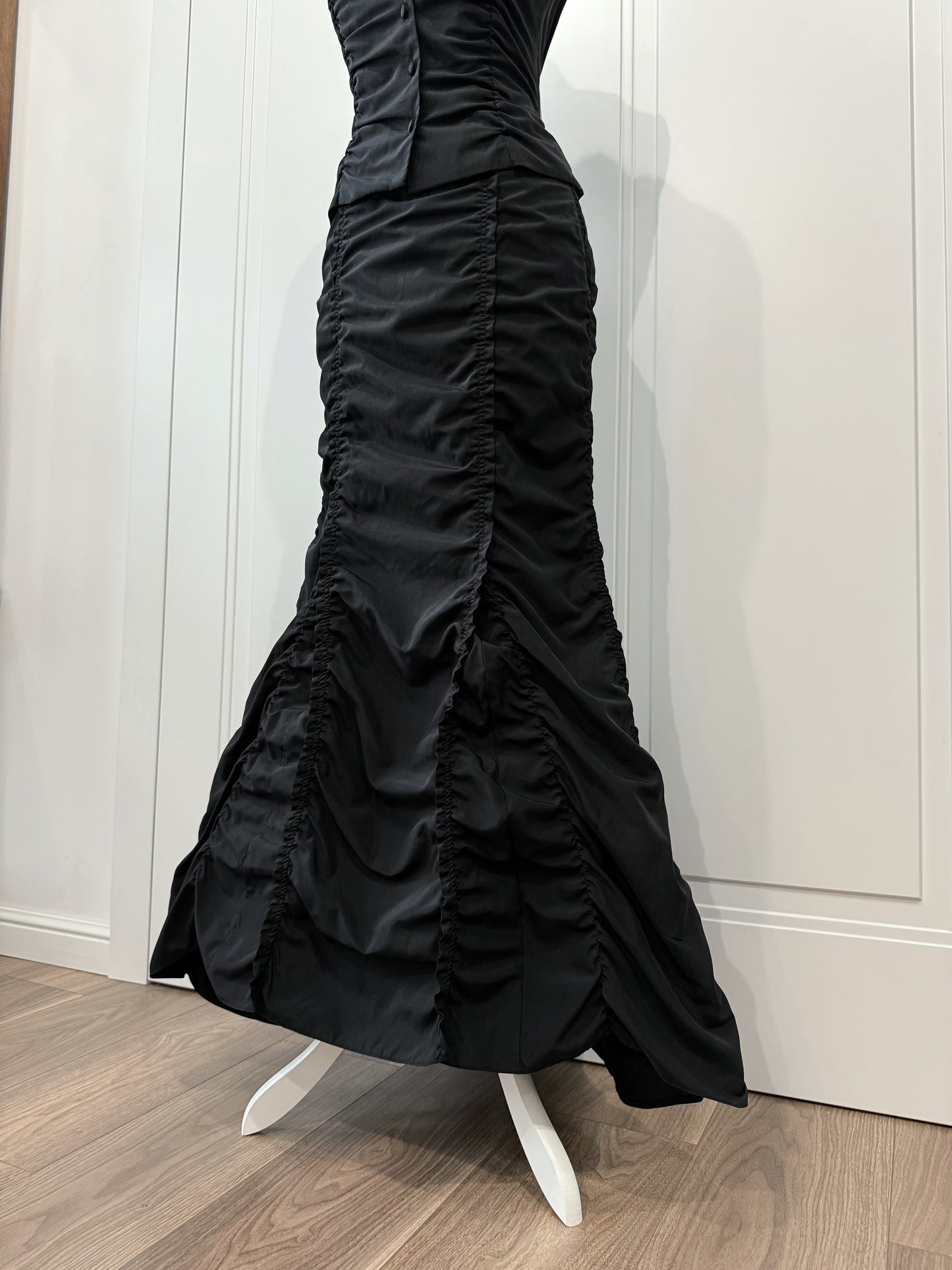 Black Ruched Evening Dress Set