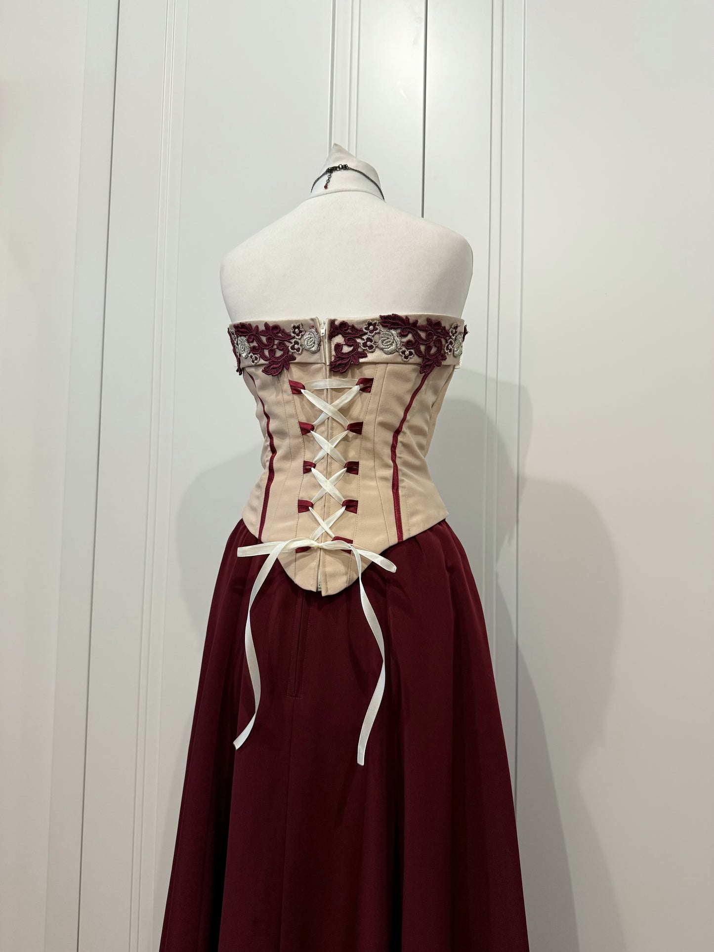 Burgundy & Ivory Long Dress Set
