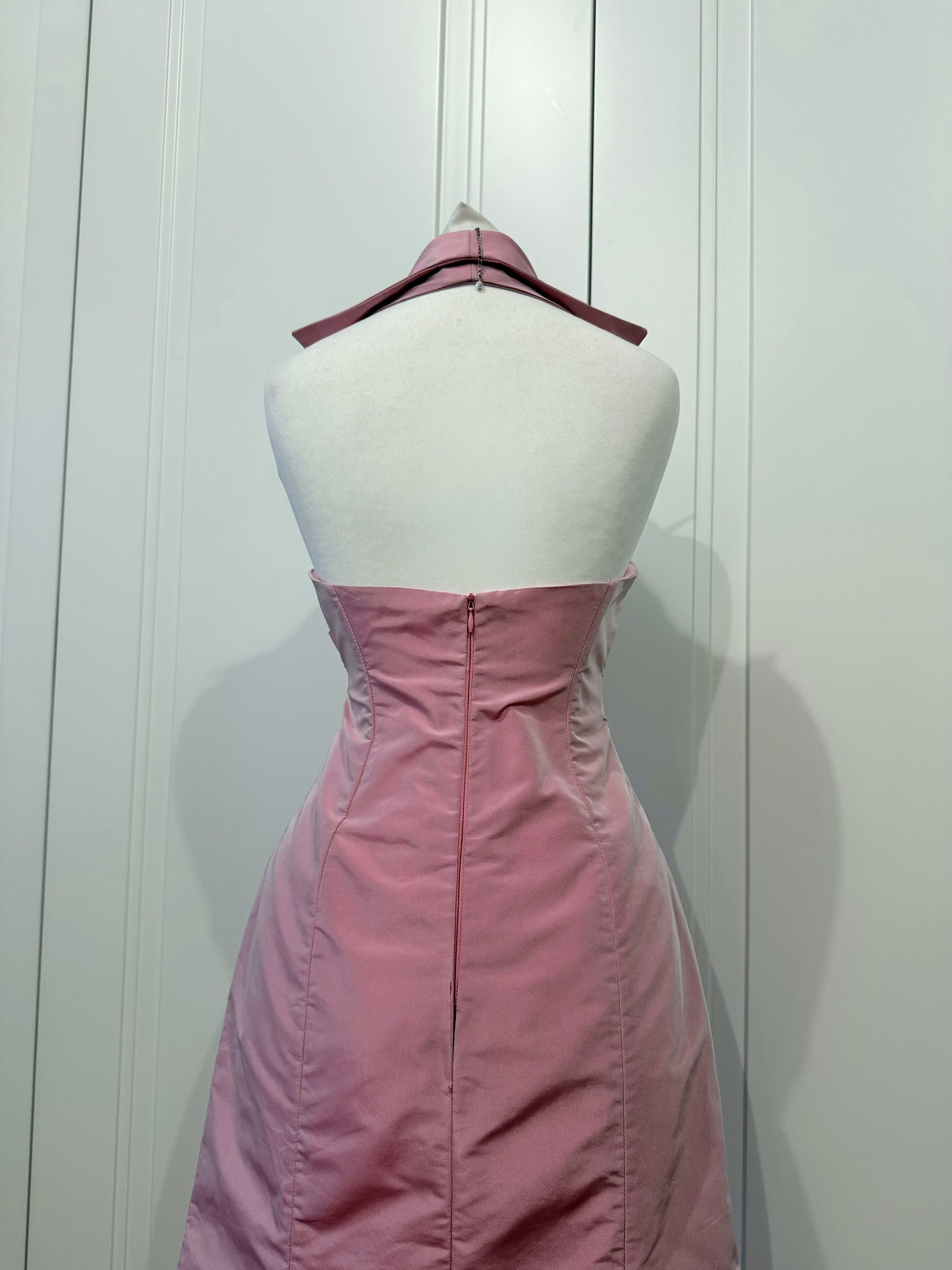 Long pale pink fluffy dress