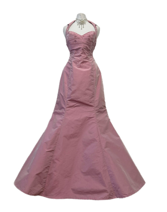 Long pale pink fluffy dress