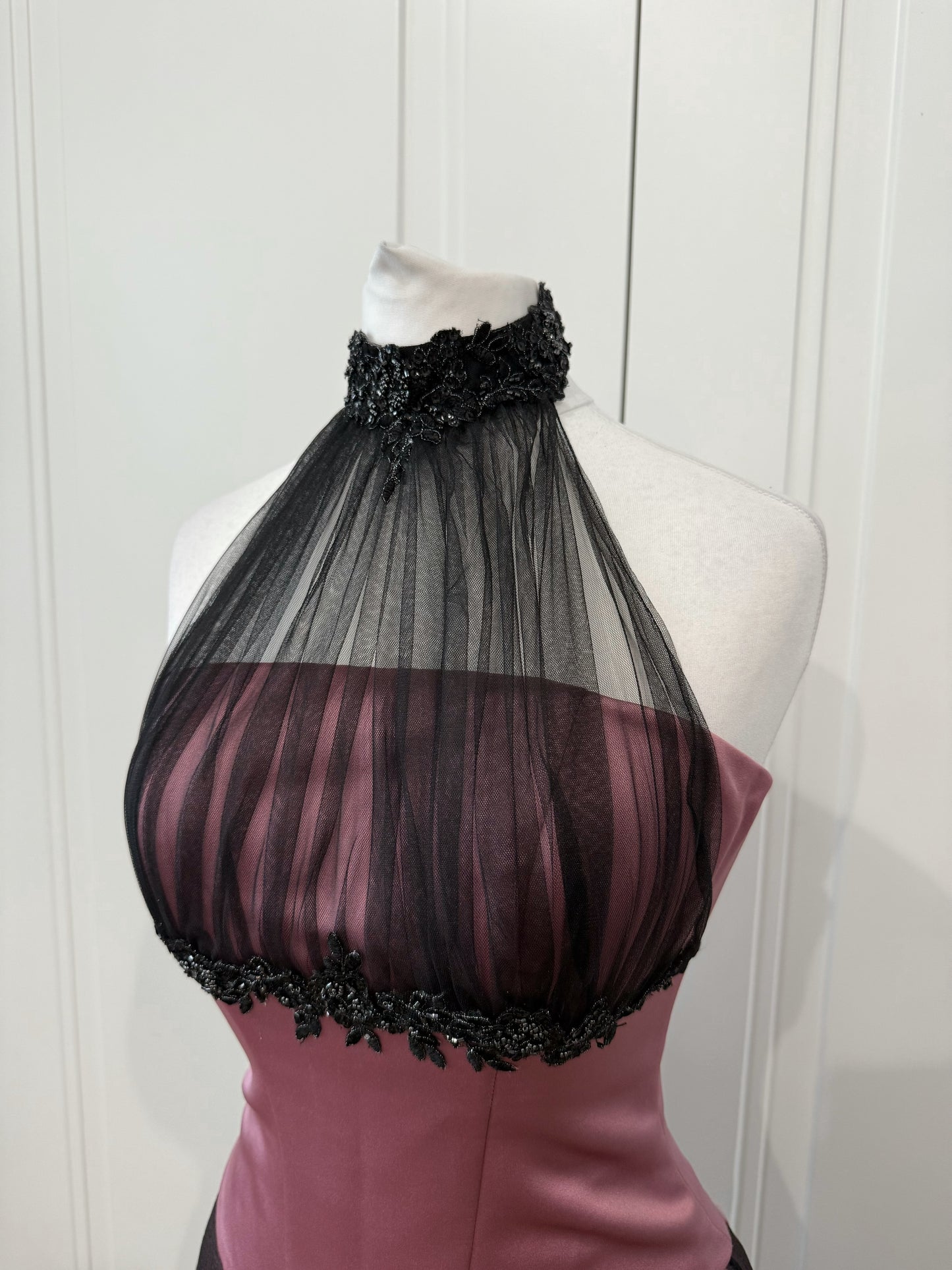 Pink & Black Halter Maxi Dress Set