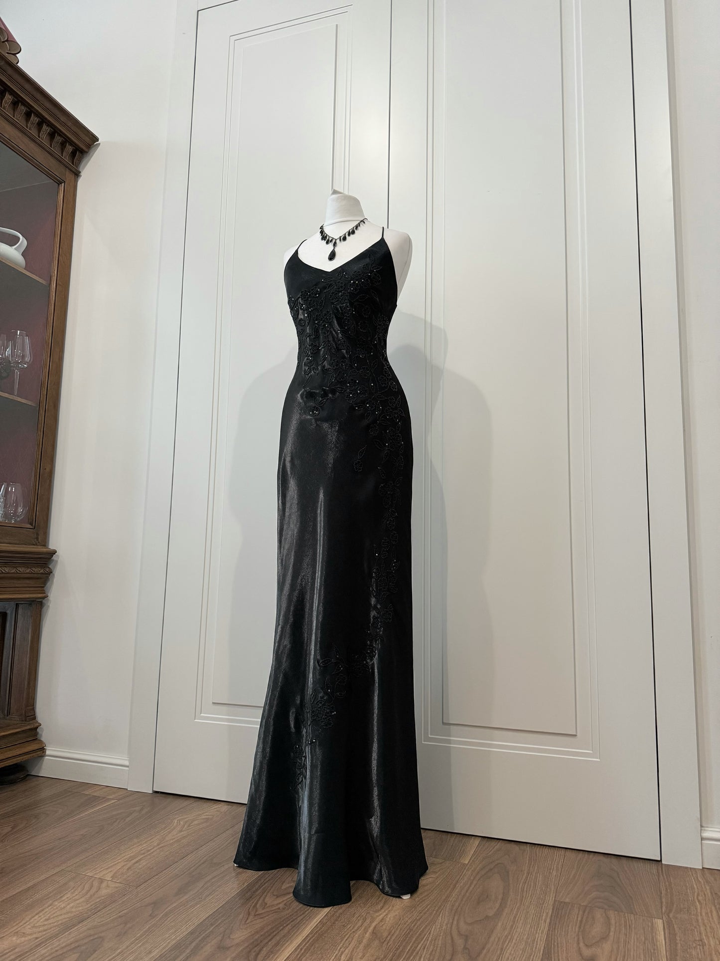 Black Whimsigoth Beaded Maxi Dress