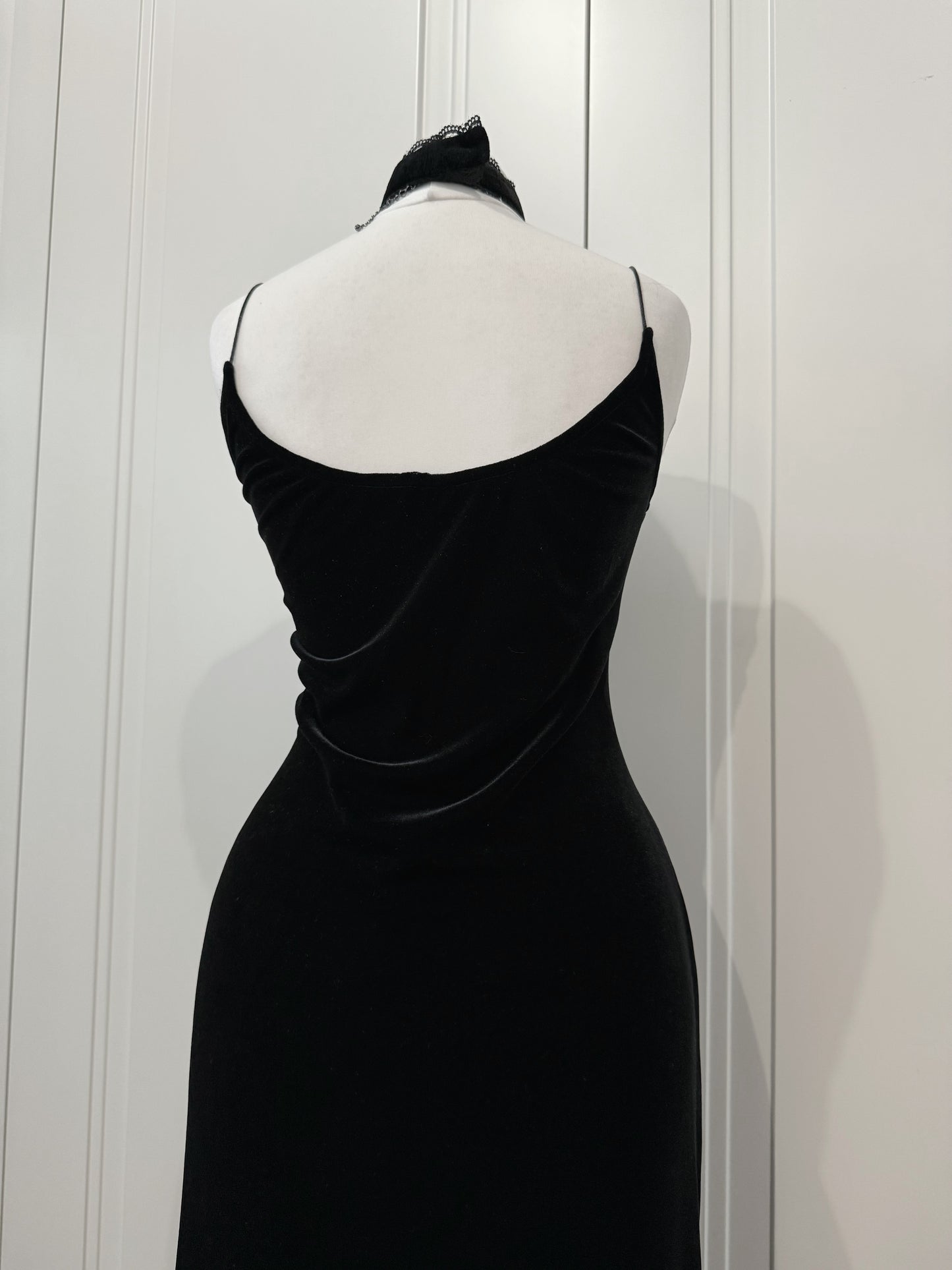 Black Velvet Asymmetric Dress