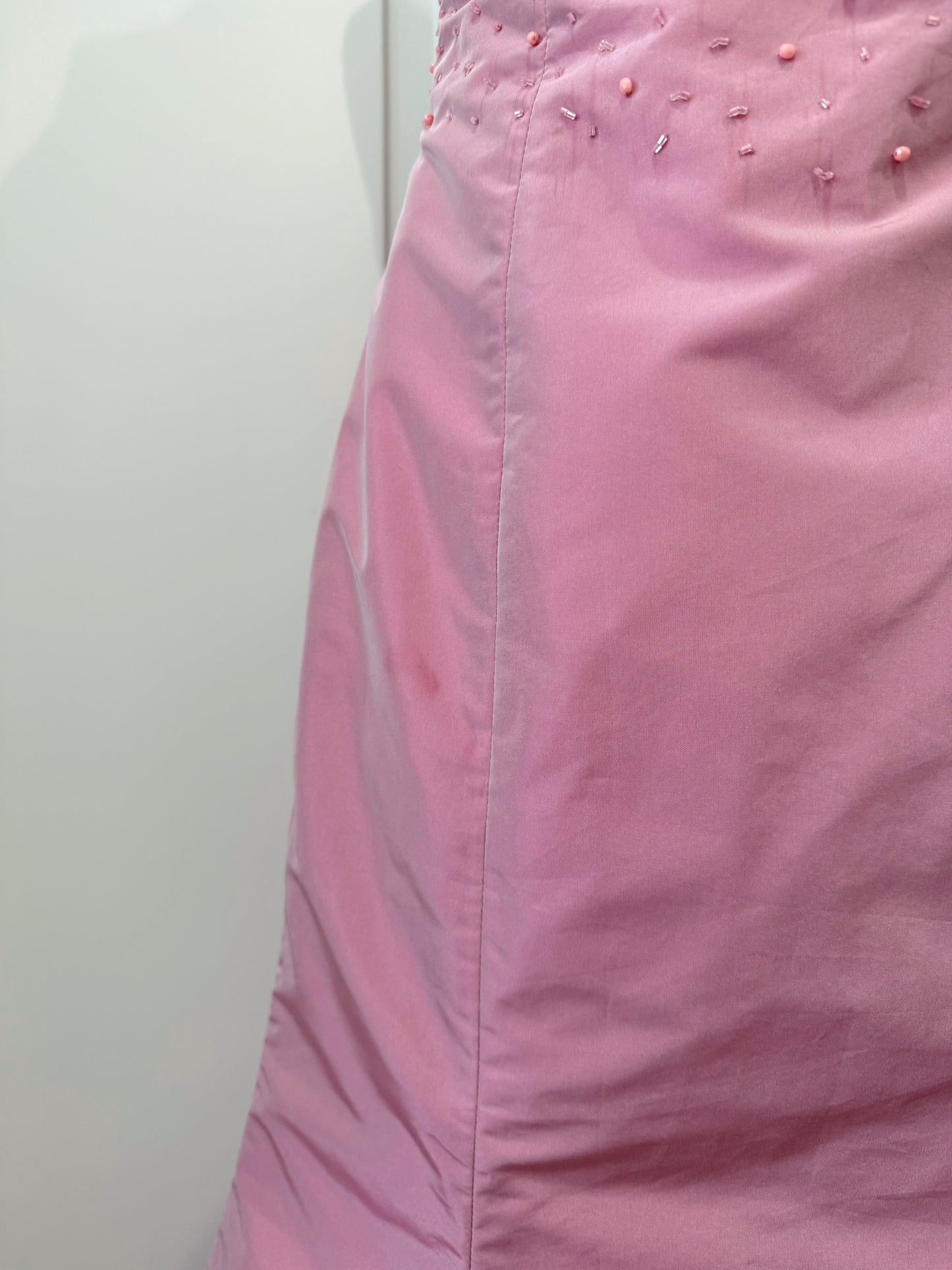 Long pale pink fluffy dress