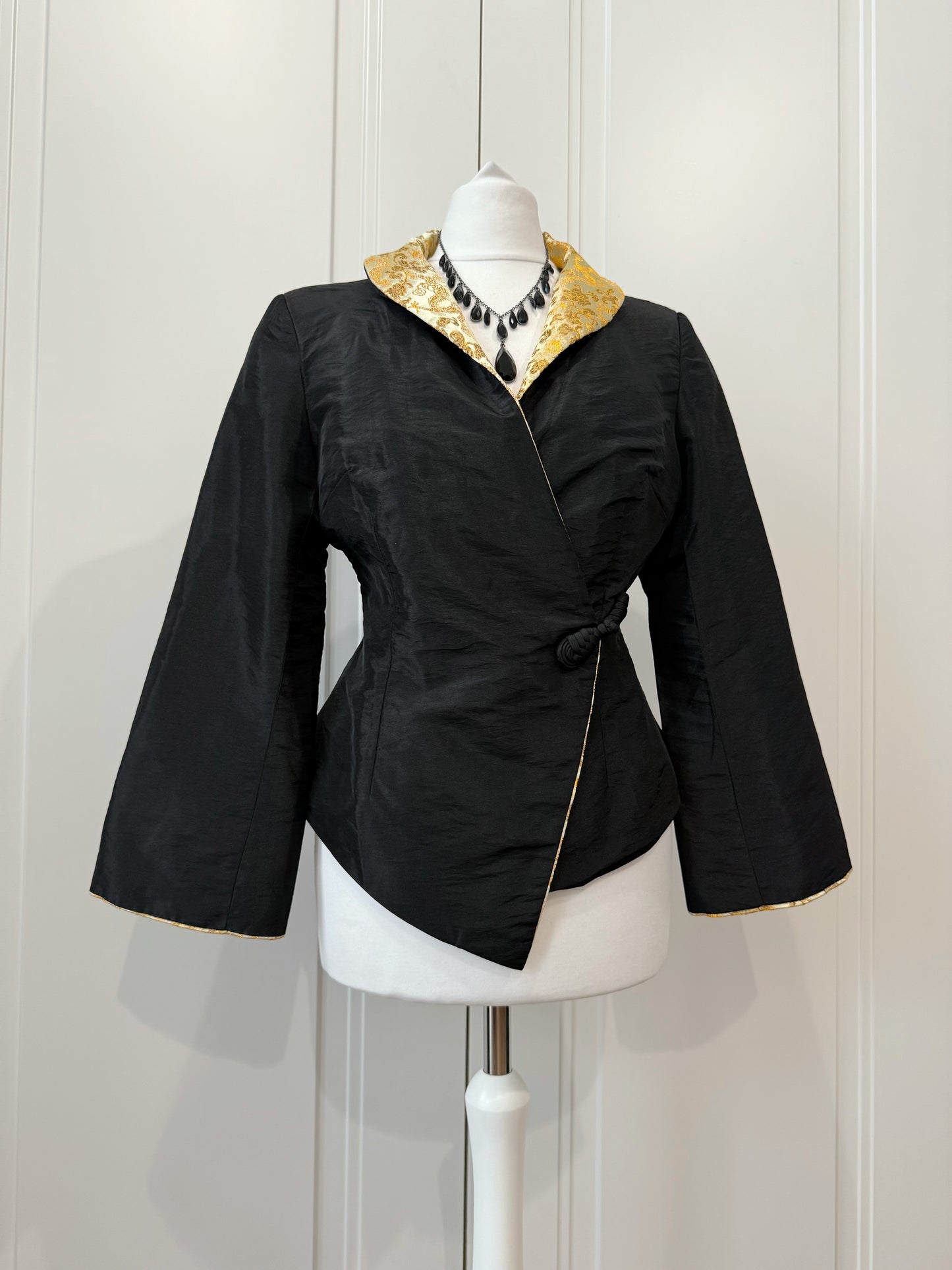 Black & Gold Oriental Wrap Jacket