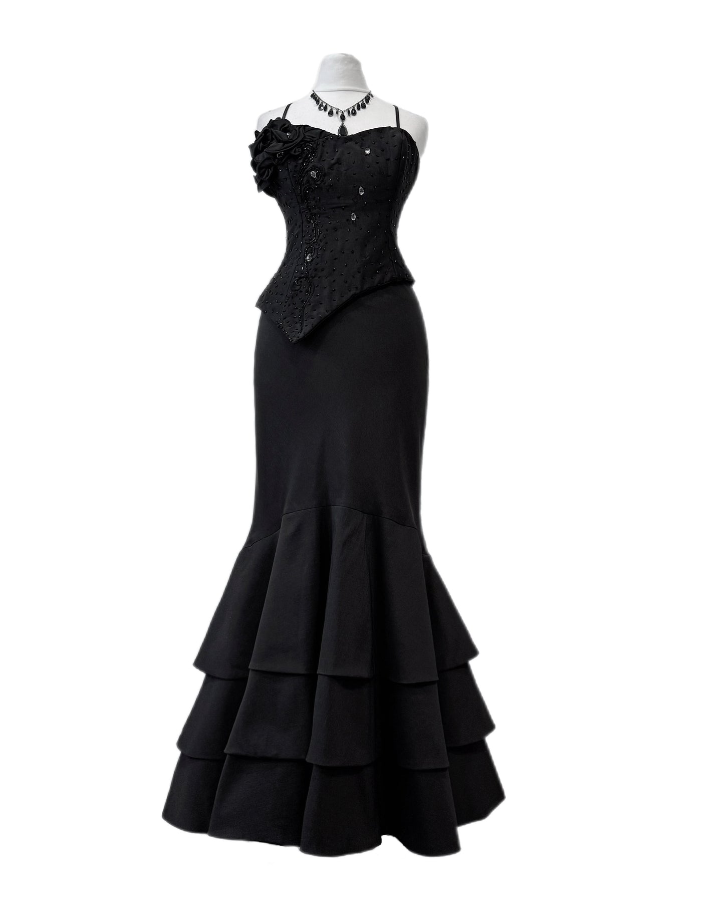 Black Old Hollywood Floral Dress Set