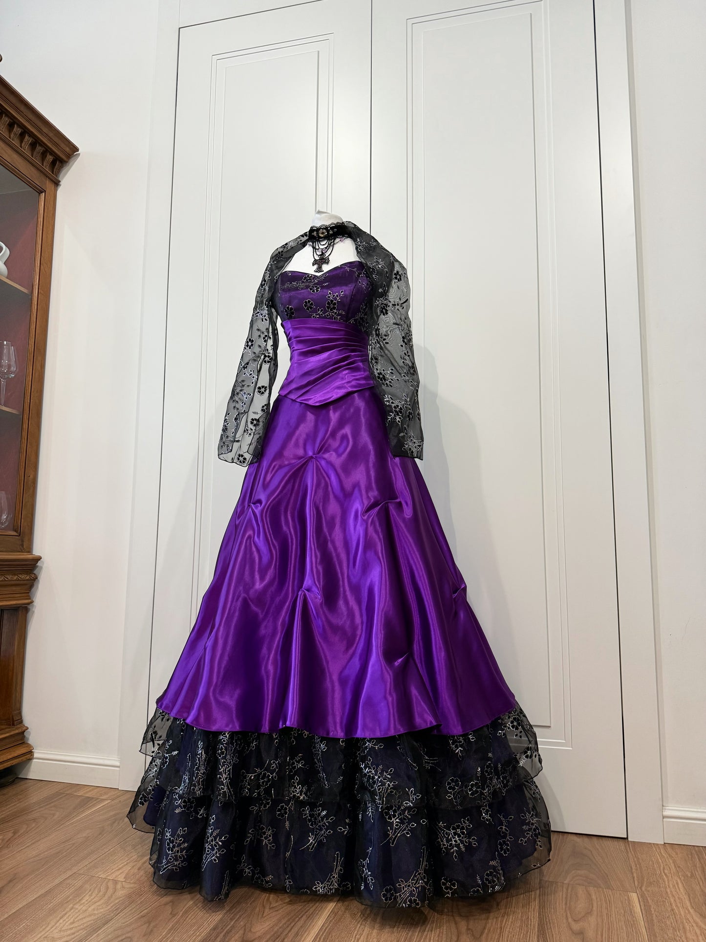 Purple&black long fluffy dress