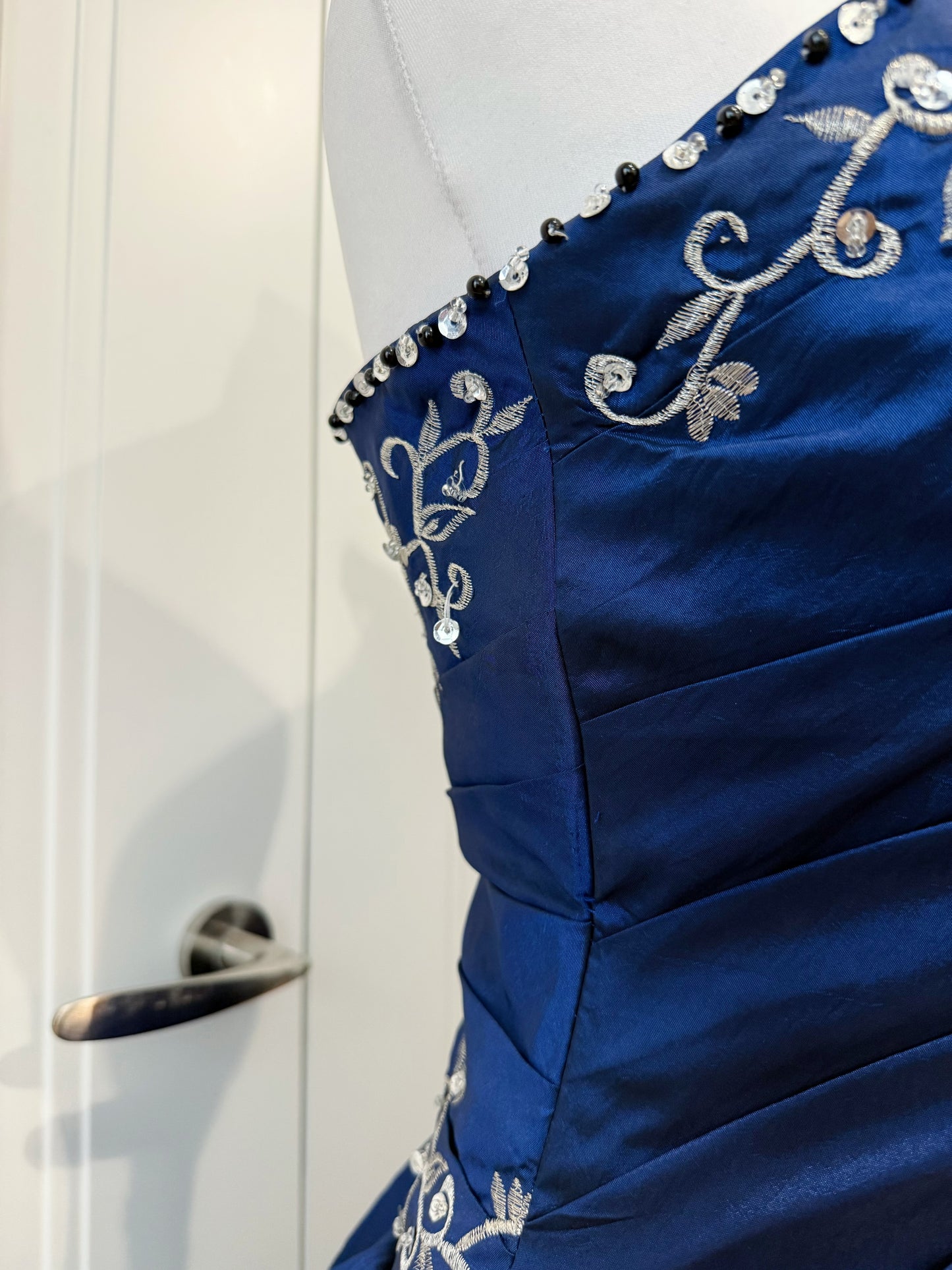 Vintage Midnight Blue Embroidered Dress