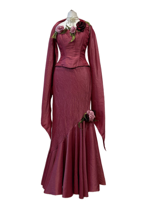 Dusty Rose Floral Dress Set