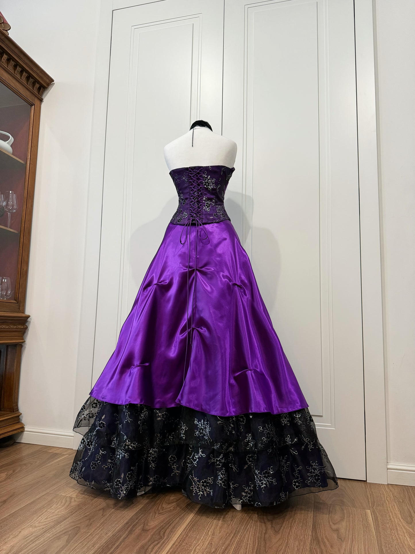 Purple&black long fluffy dress