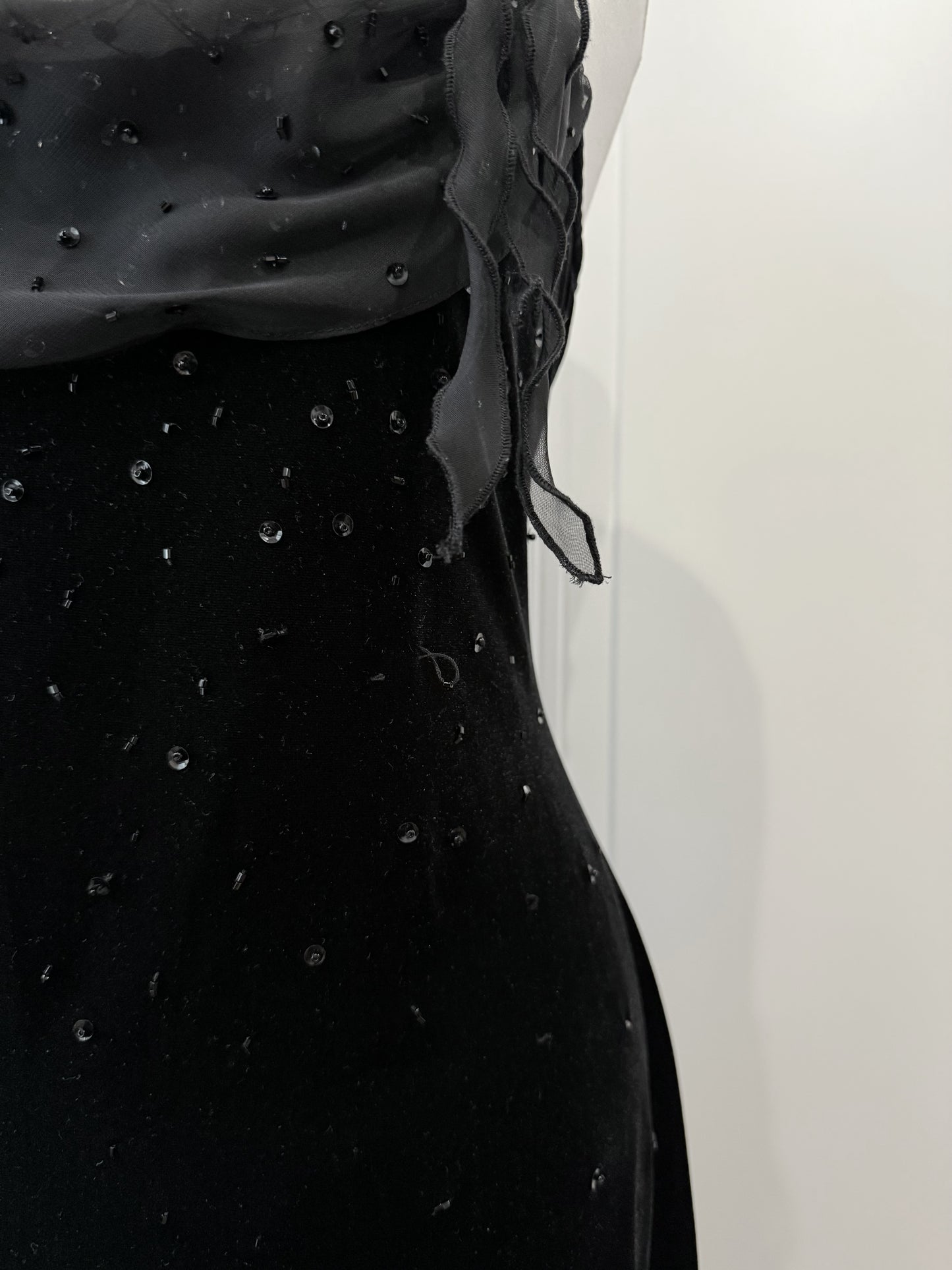 Black Velvet Asymmetric Dress