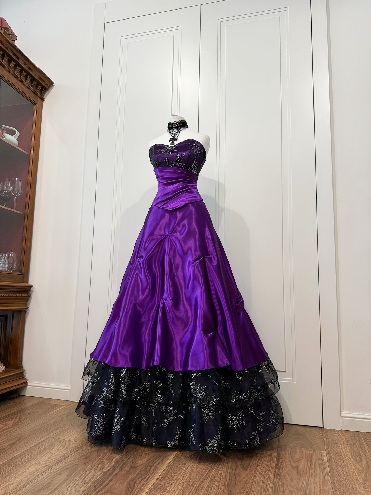 Purple&black long fluffy dress