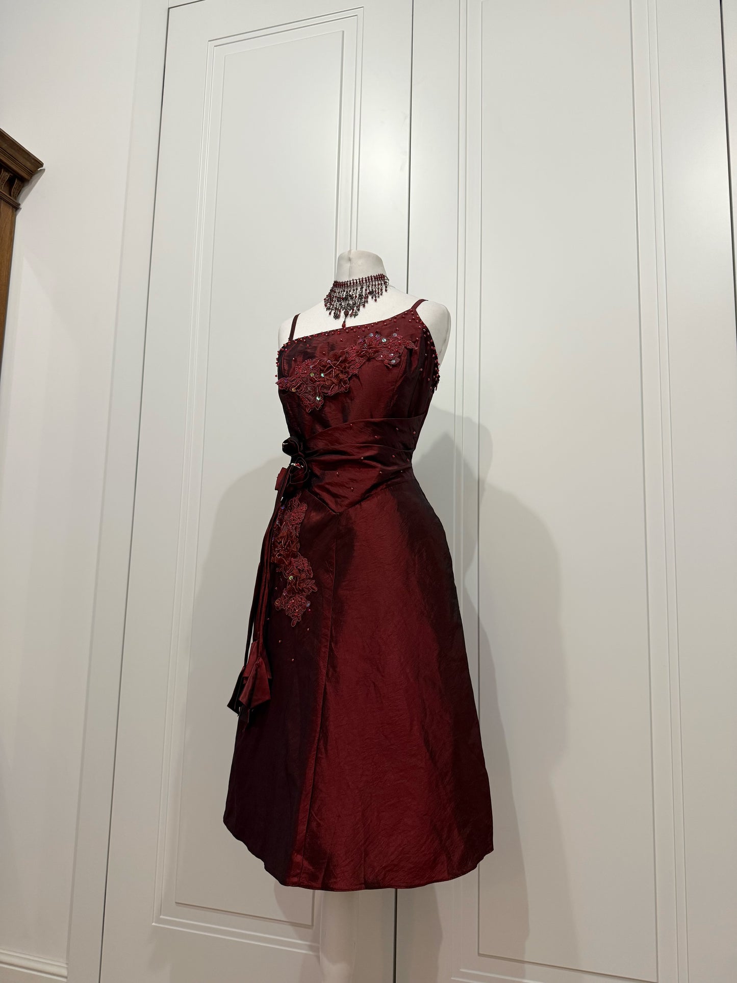 Vintage Burgundy Embellished Dress