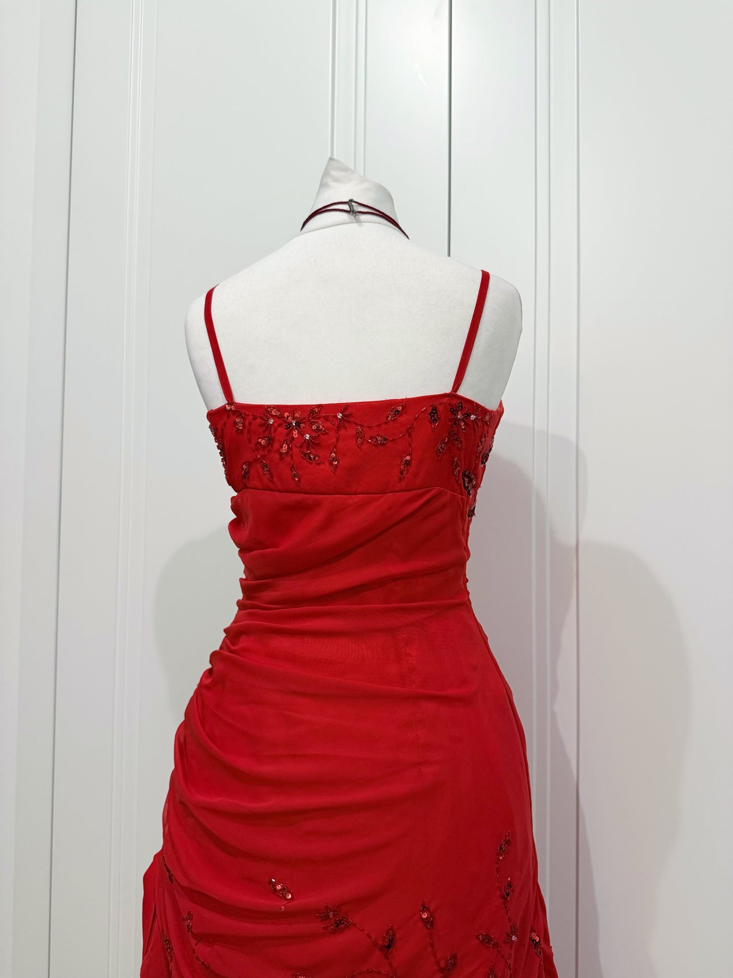 Red asymmetrical dress