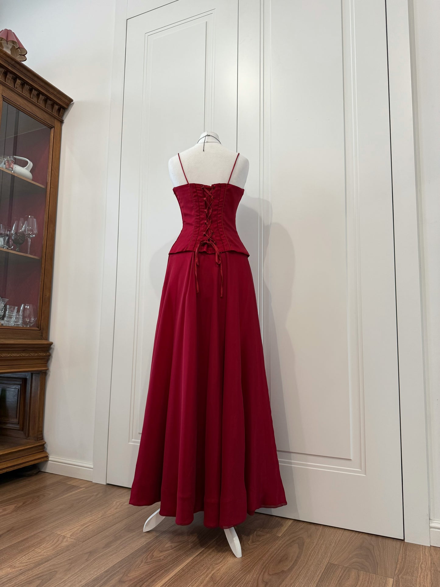 Red Satin Maxi Dress