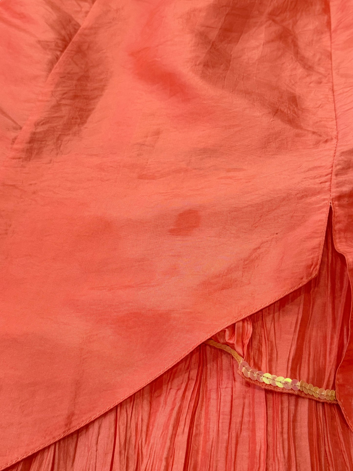 Coral long fluffy dress