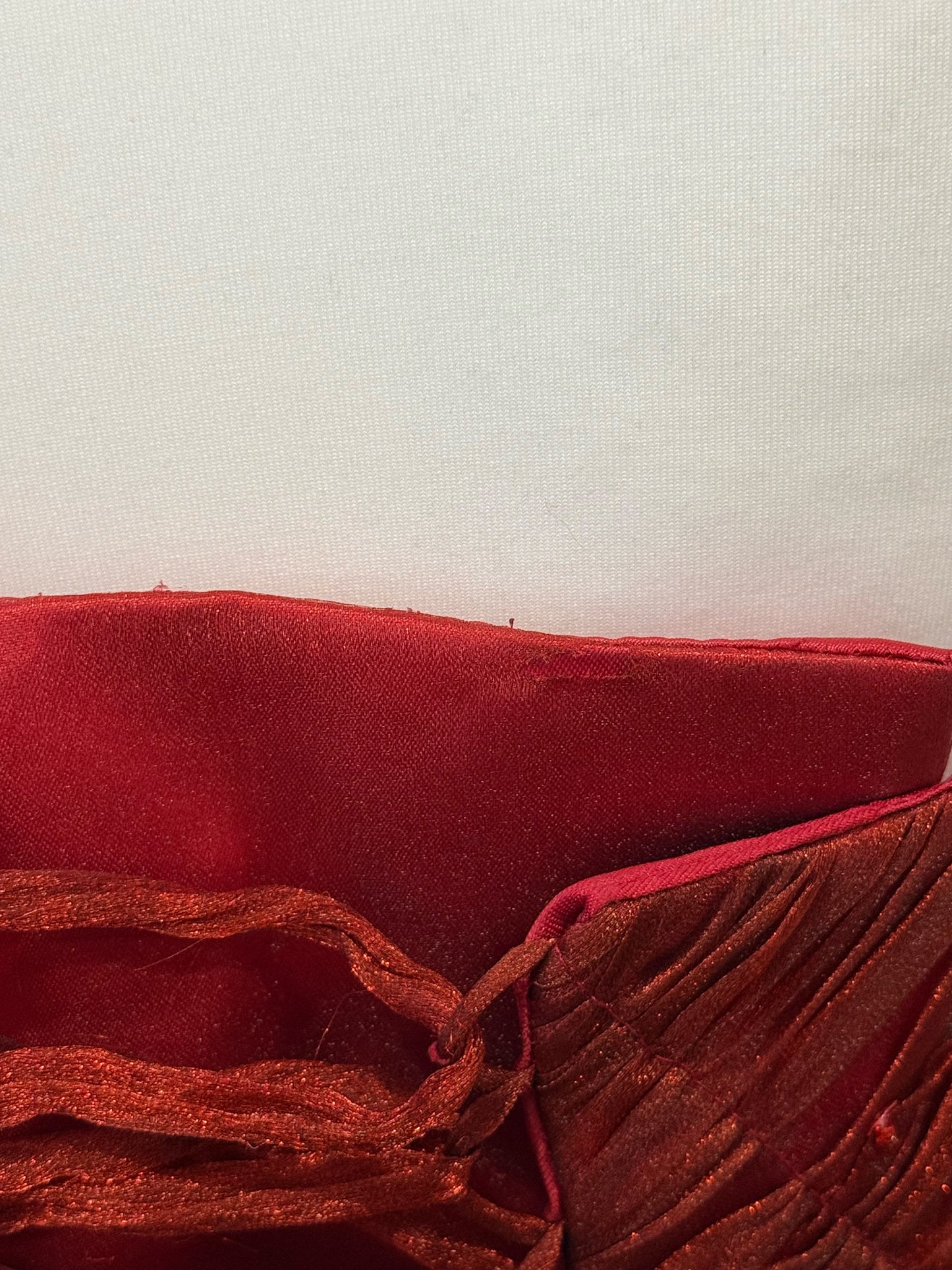 Red fluffy maxi dress