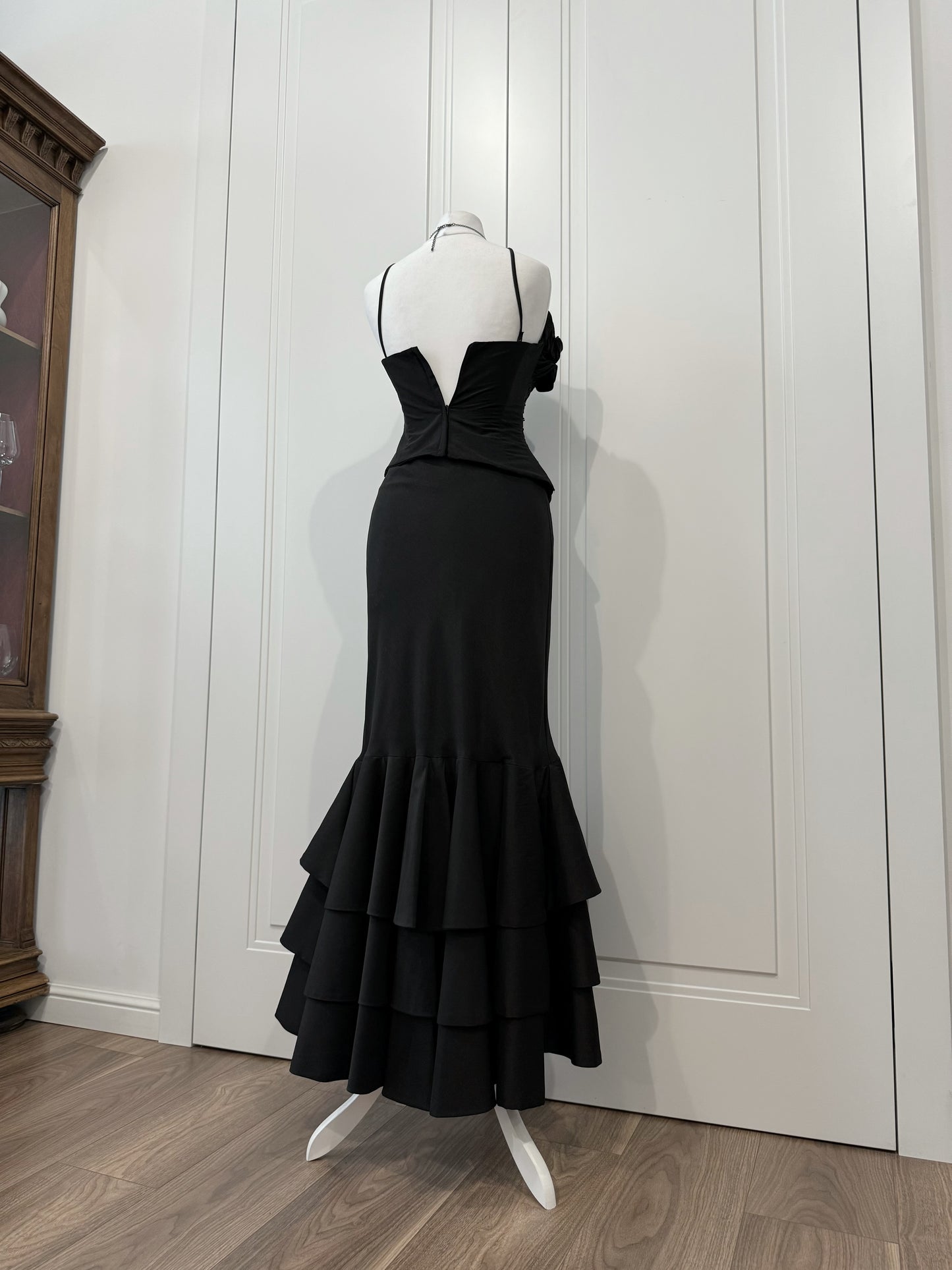 Black Old Hollywood Floral Dress Set