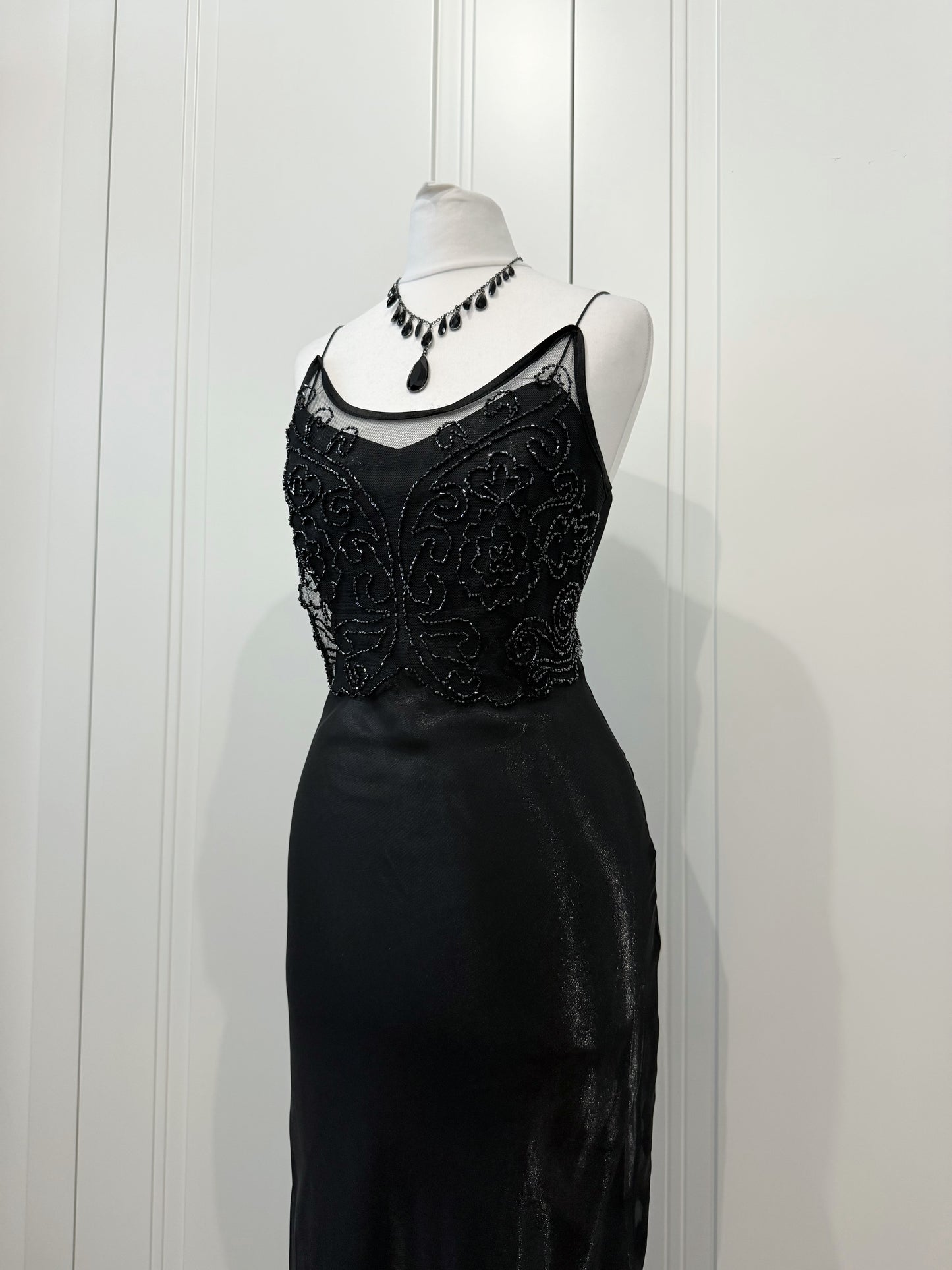 Vintage Black Beaded Evening Dress