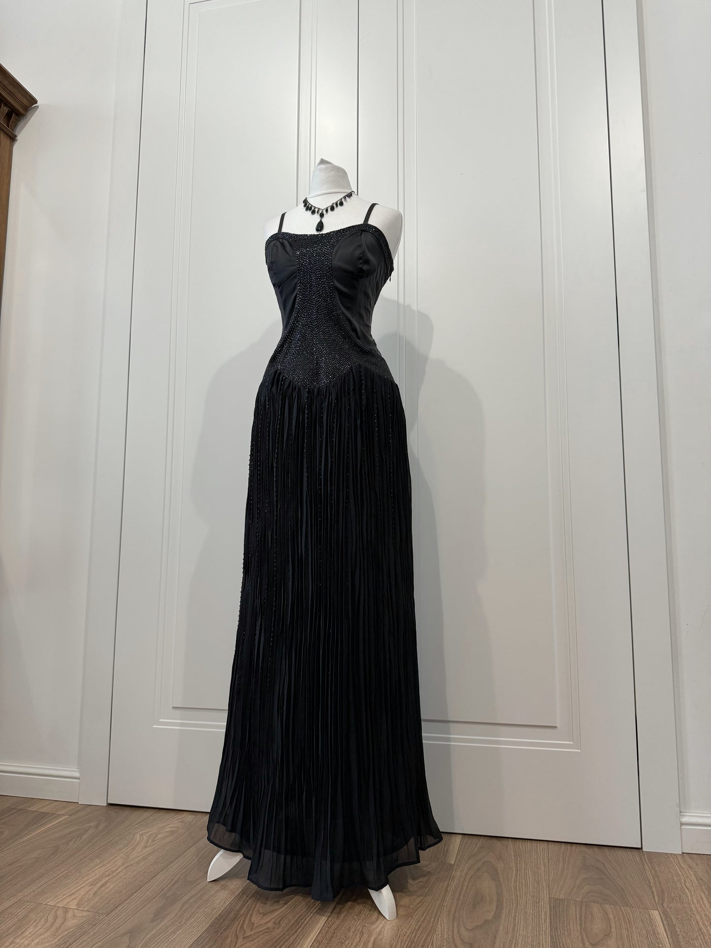 Midnight Black Beaded Maxi Dress