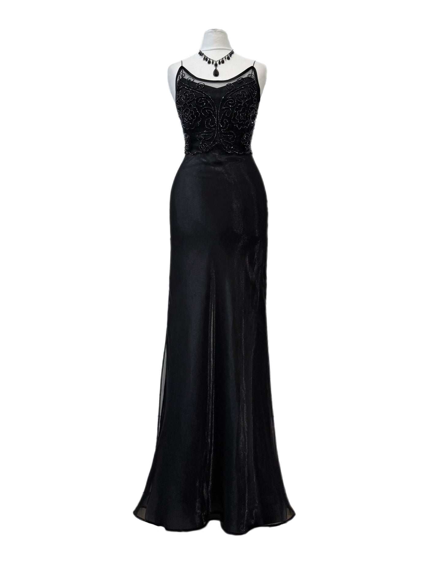 Vintage Black Beaded Evening Dress