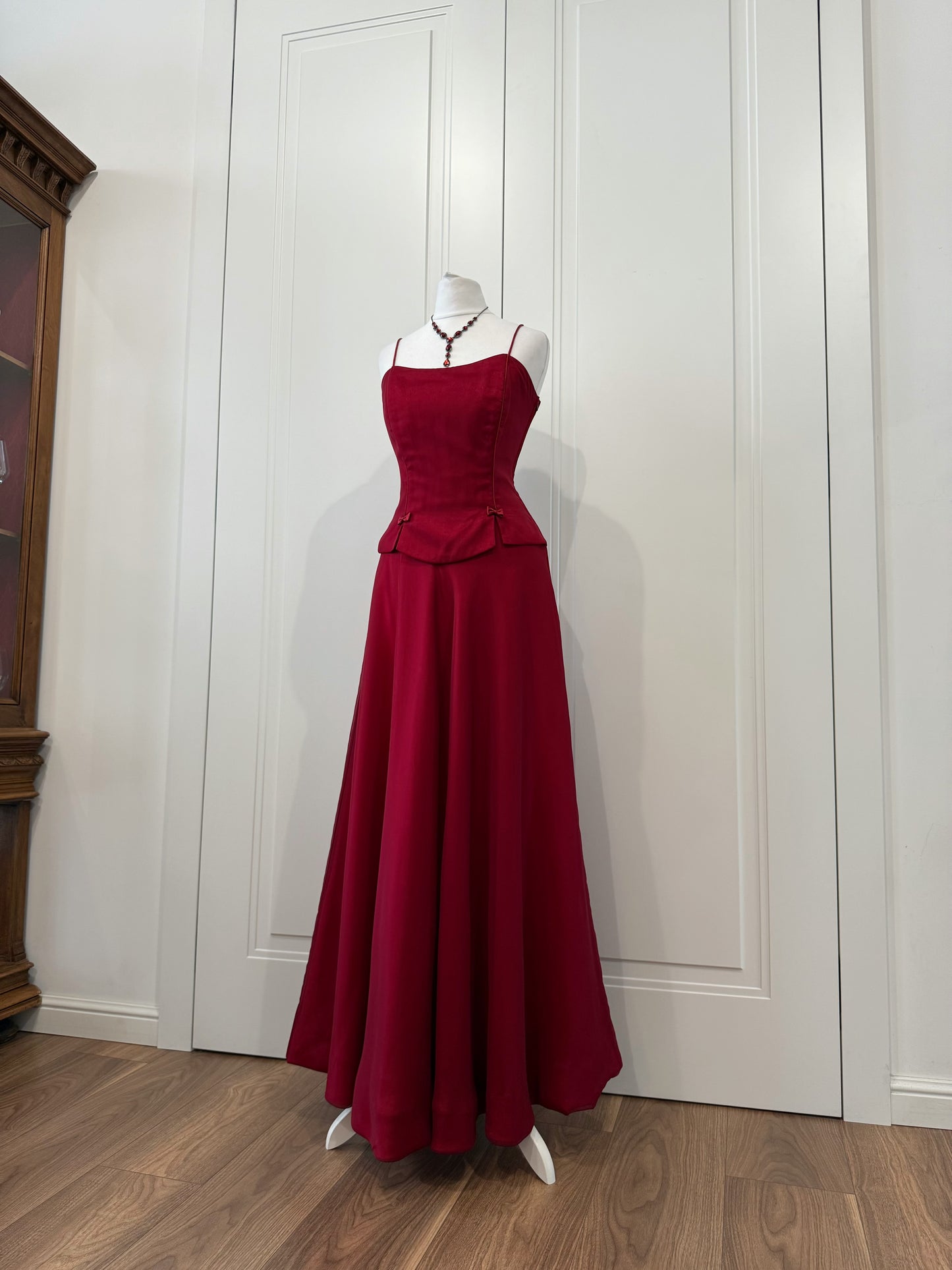 Red Satin Maxi Dress