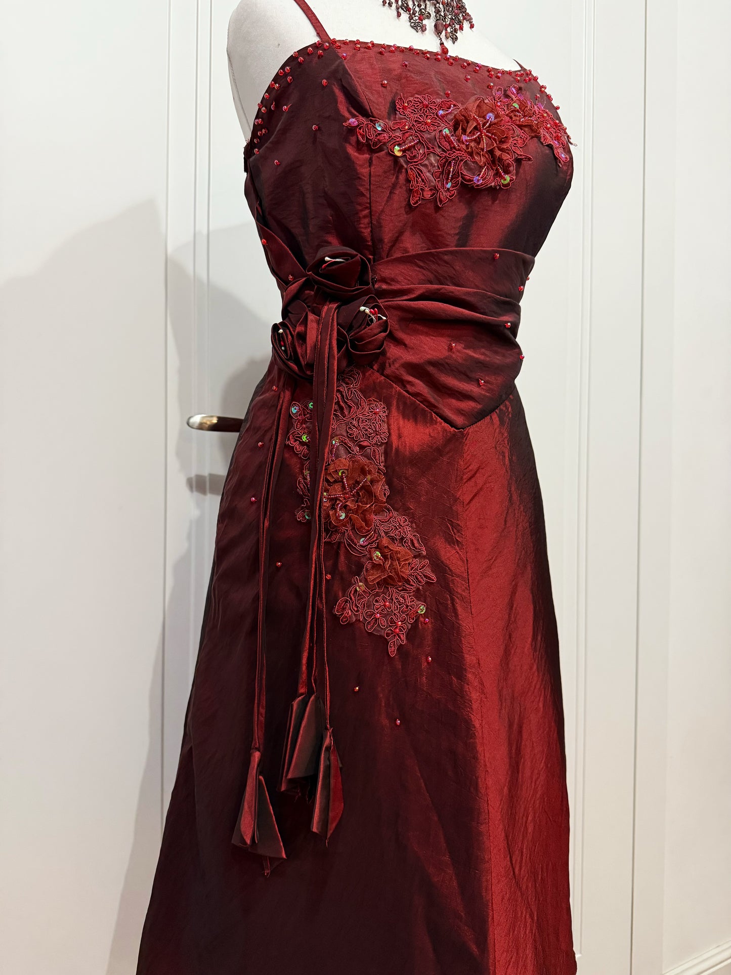Vintage Burgundy Embellished Dress