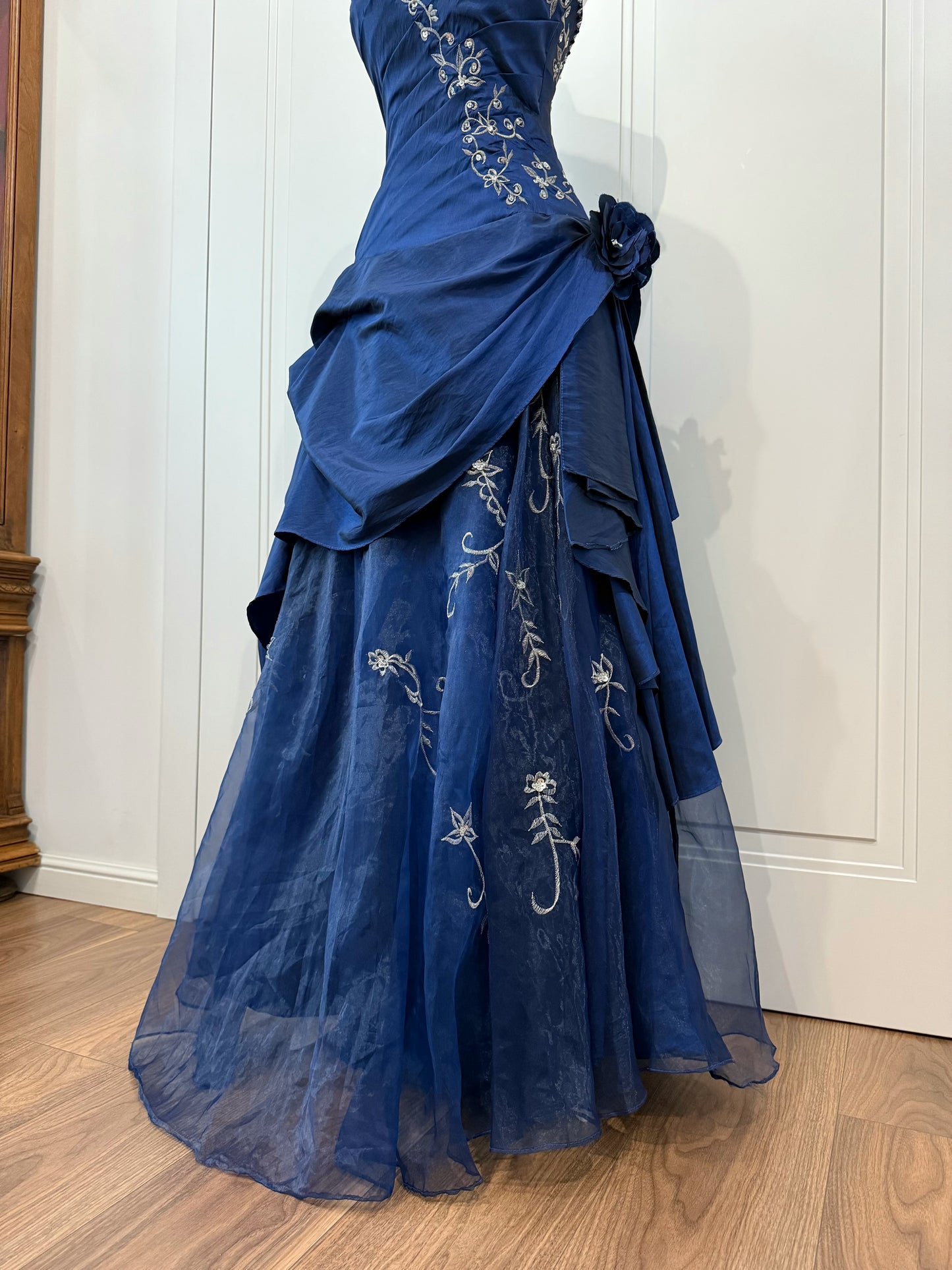 Vintage Midnight Blue Embroidered Dress