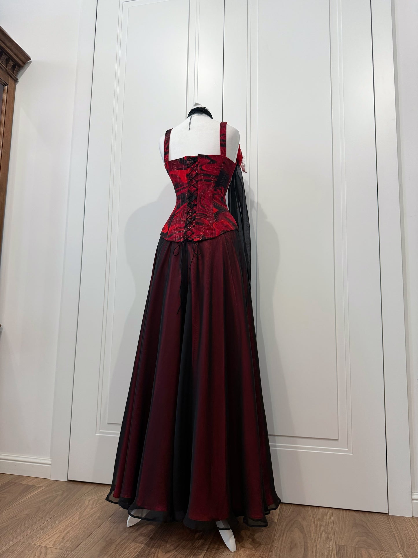 Black and burgundy dress set