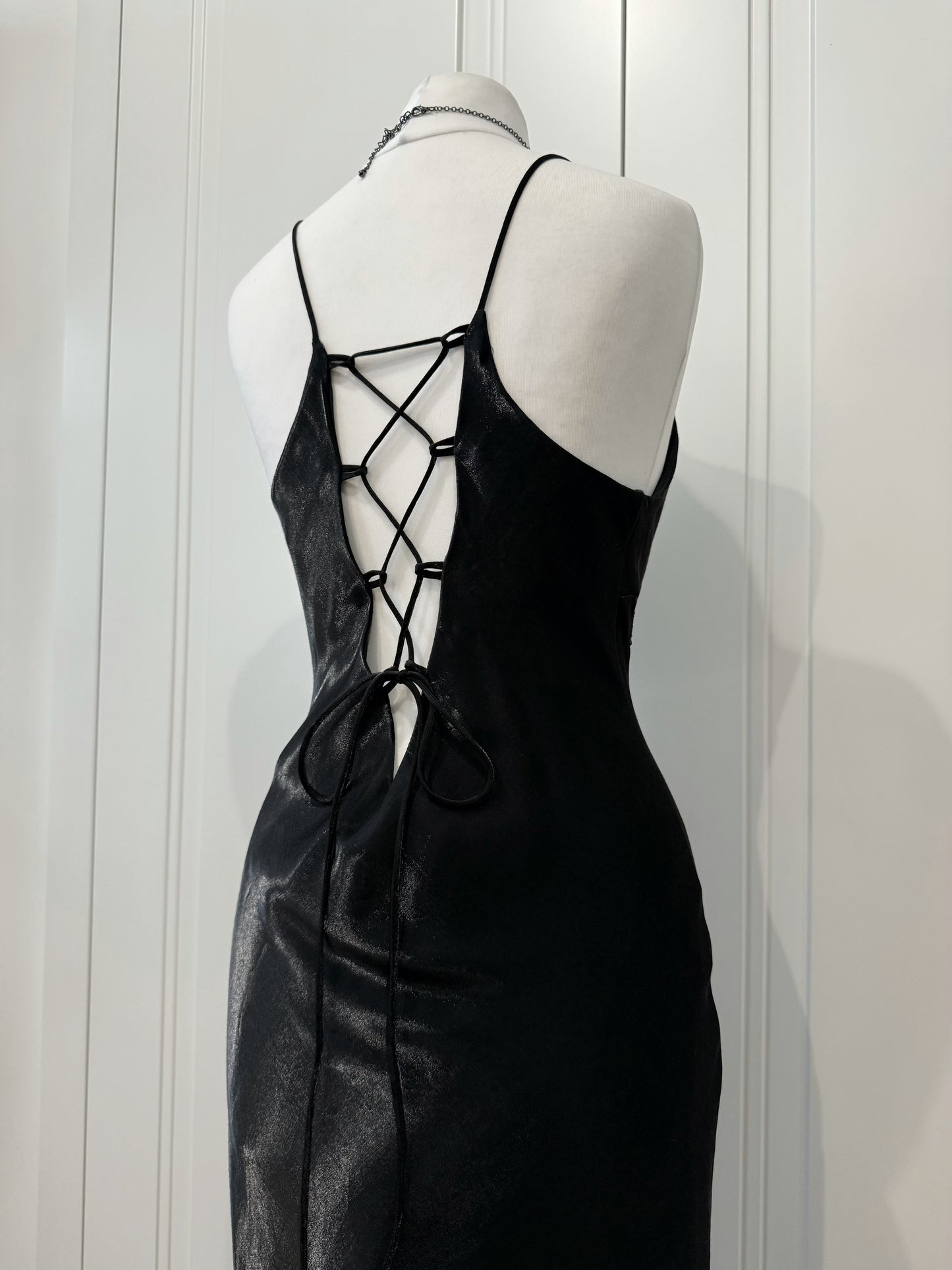 Black Whimsigoth Beaded Maxi Dress
