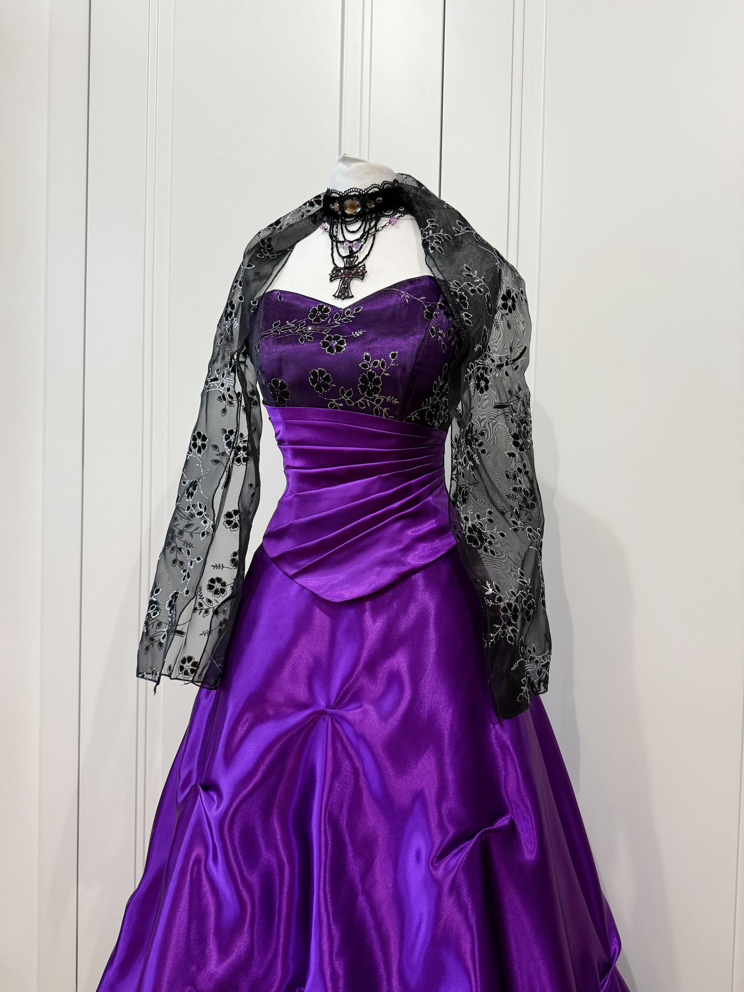 Purple&black long fluffy dress