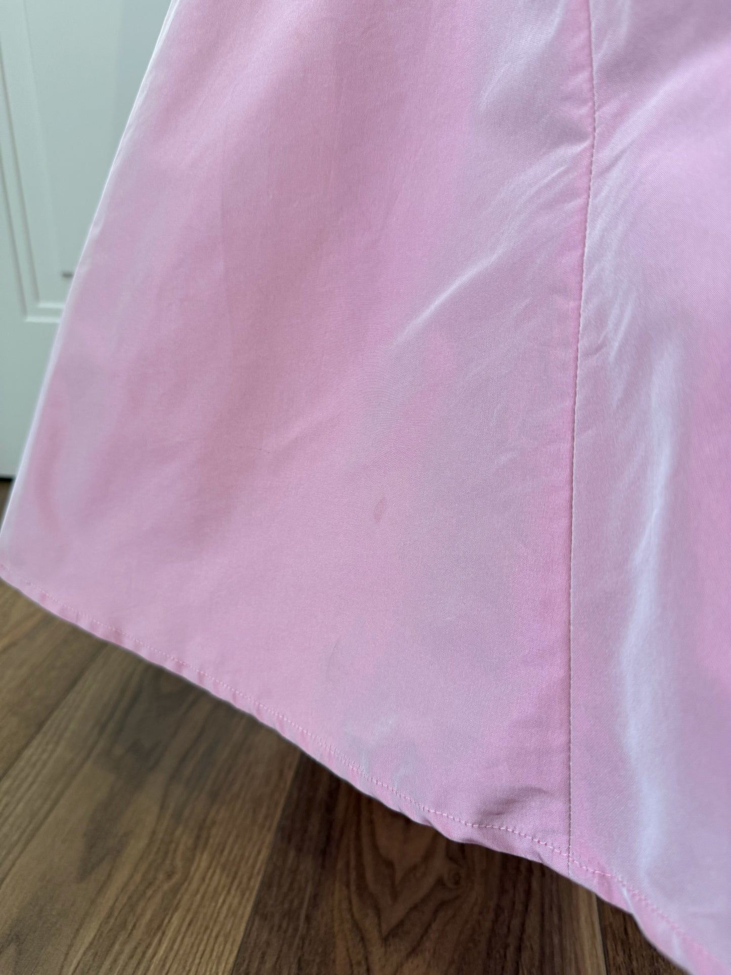 Long pale pink fluffy dress