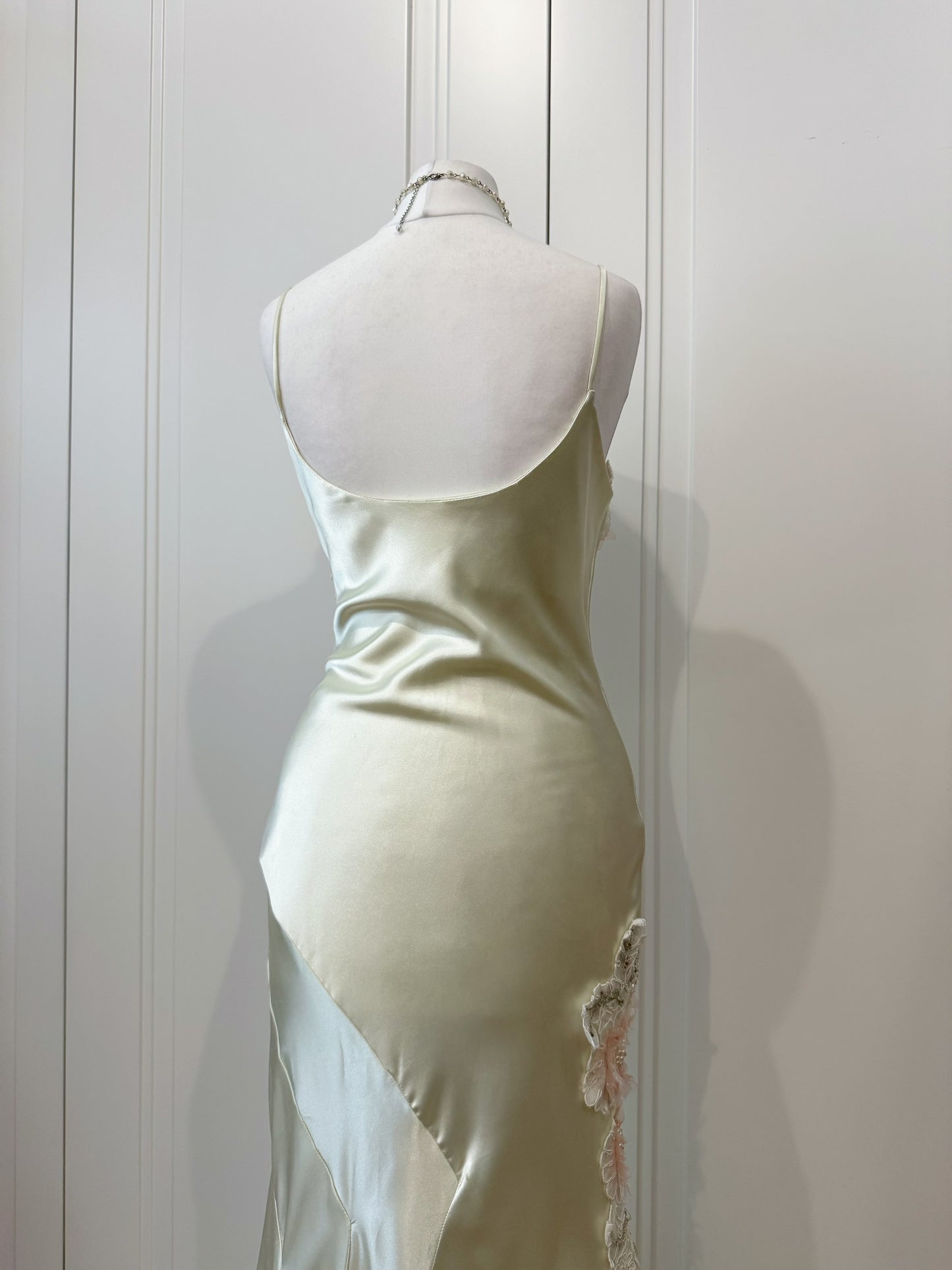 Champagne Satin Floral Mermaid Dress