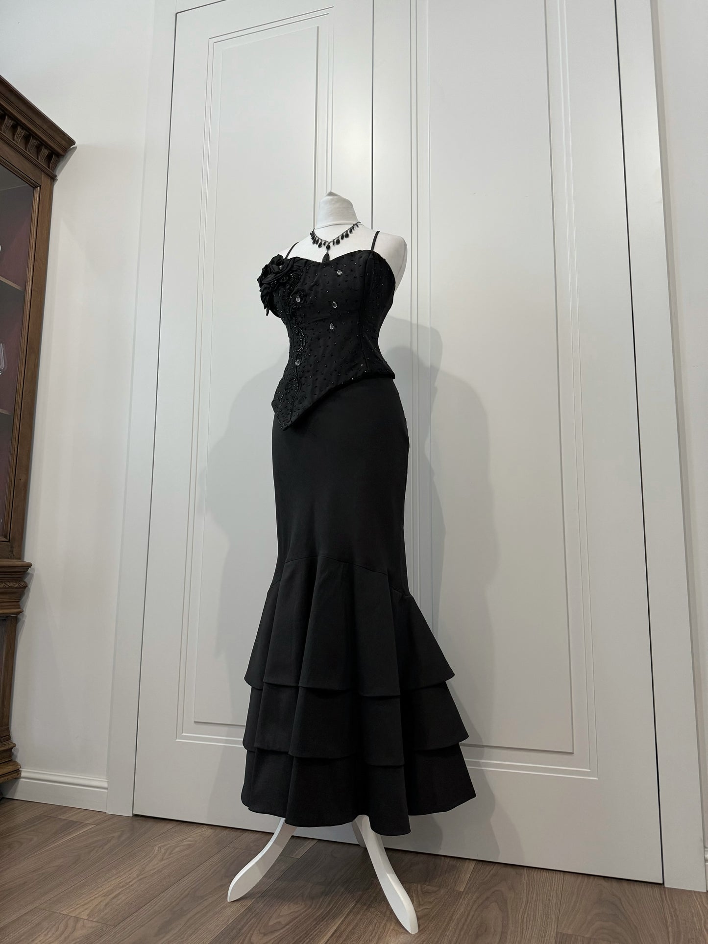 Black Old Hollywood Floral Dress Set